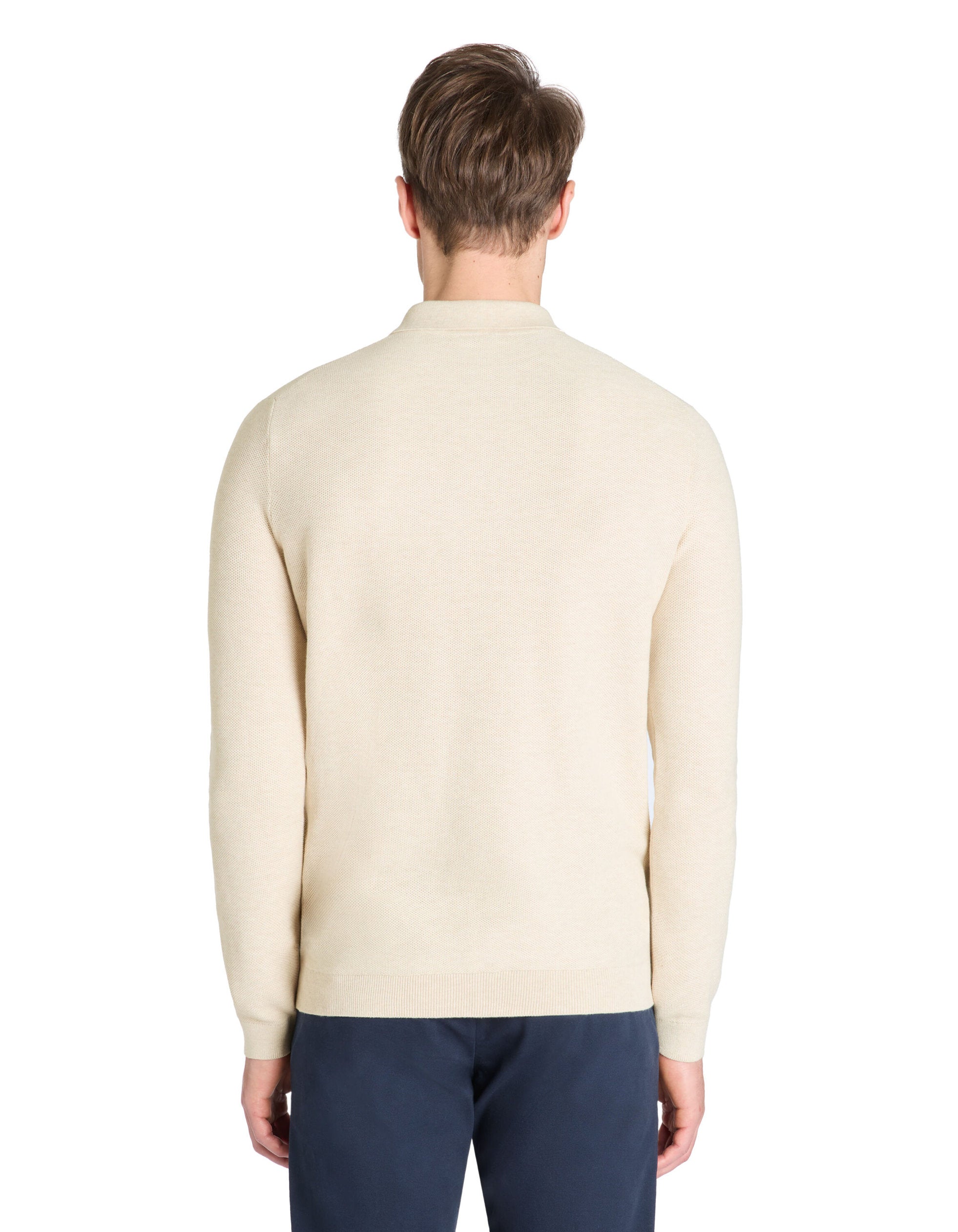 Celio_Polo Collar Sweater 100% Cotton - Beige_LECOMB_LIGHT BEIGE MEL_04