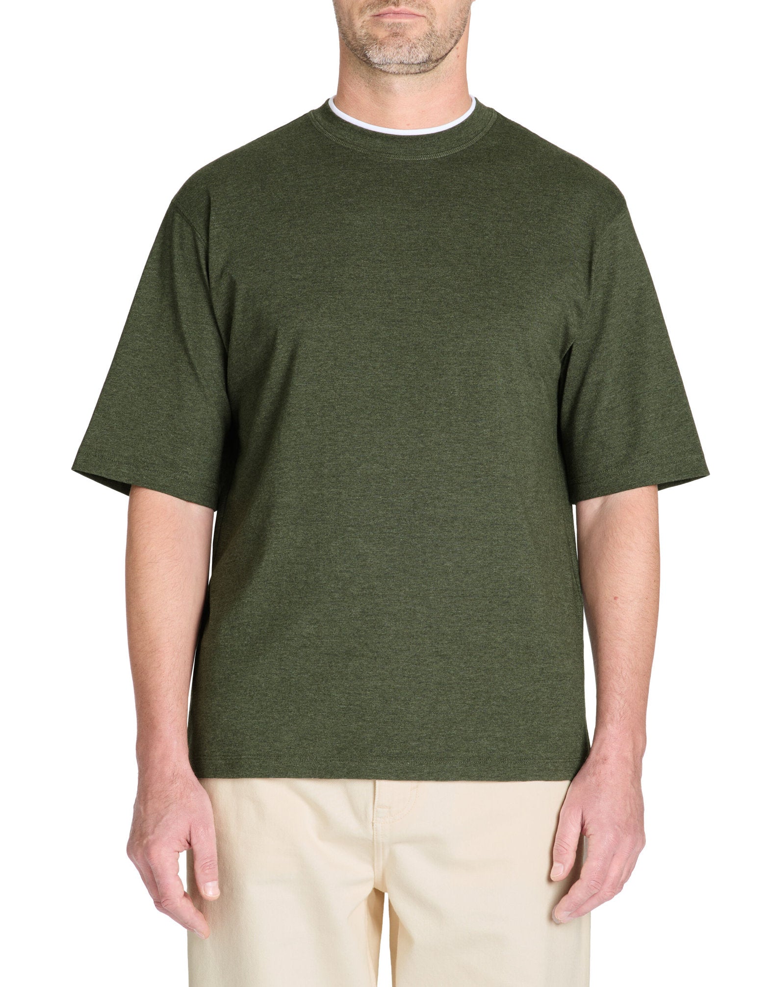 Celio_Oversized Crew Neck Cotton Blend T-Shirt - Khaki_LEDOS_DARK KHAKI_01