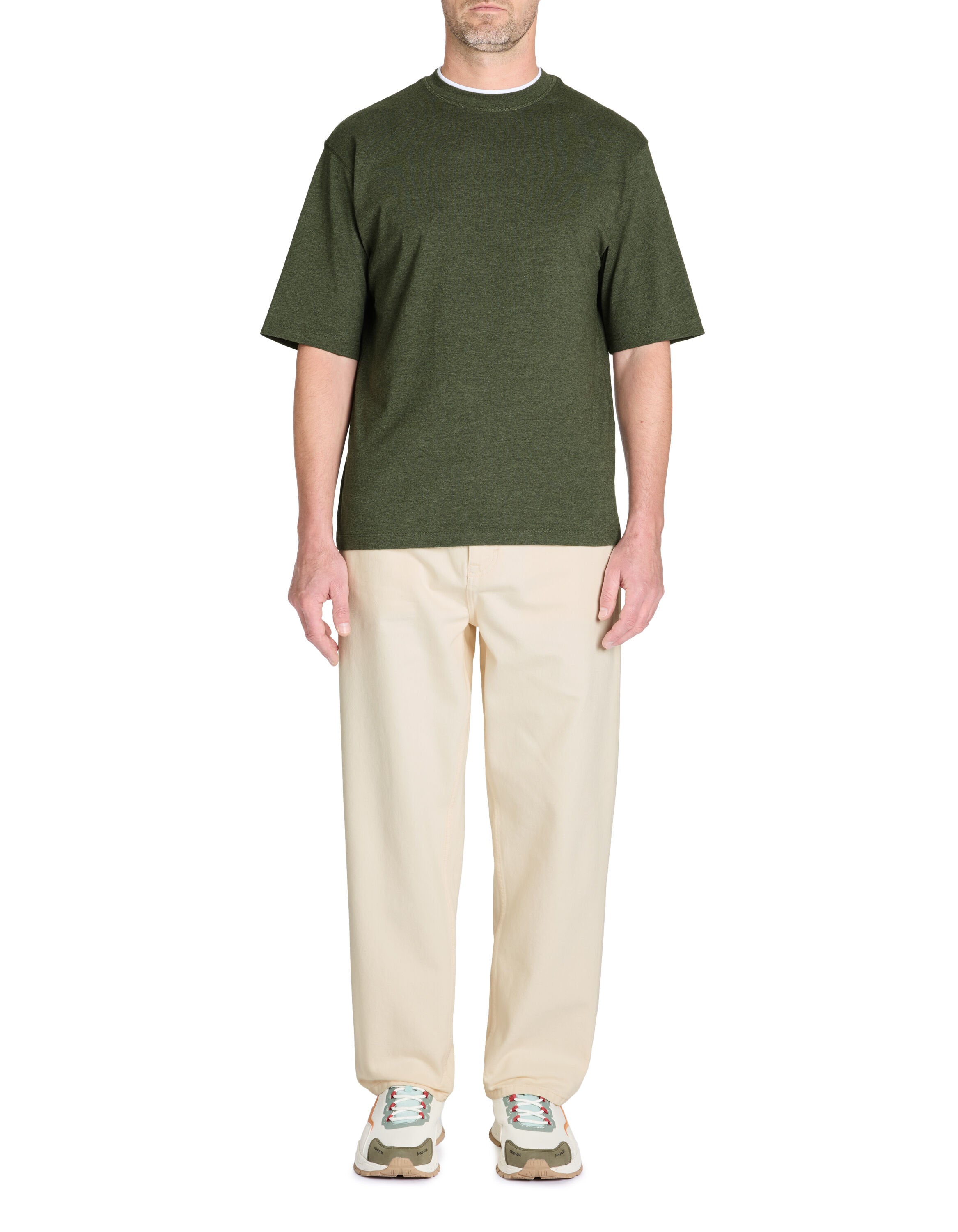 Celio_Oversized Crew Neck Cotton Blend T-Shirt - Khaki_LEDOS_DARK KHAKI_02
