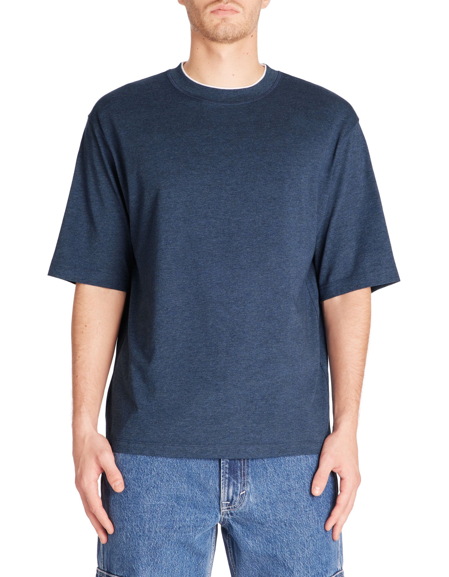 Celio_Oversized Round Neck T-Shirt 100% Cotton - Navy_LEDOS_NAVY_01