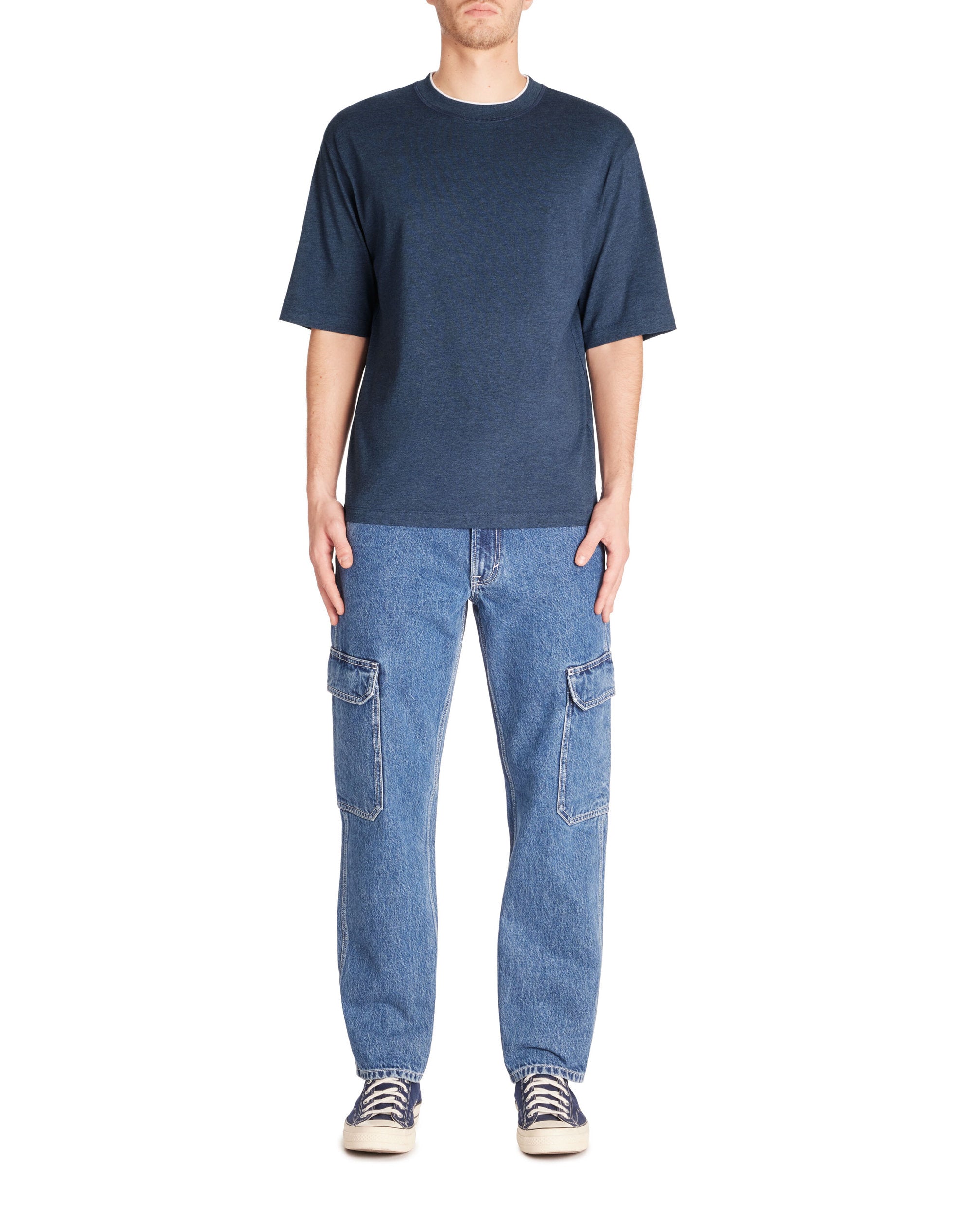Celio_Oversized Round Neck T-Shirt 100% Cotton - Navy_LEDOS_NAVY_02