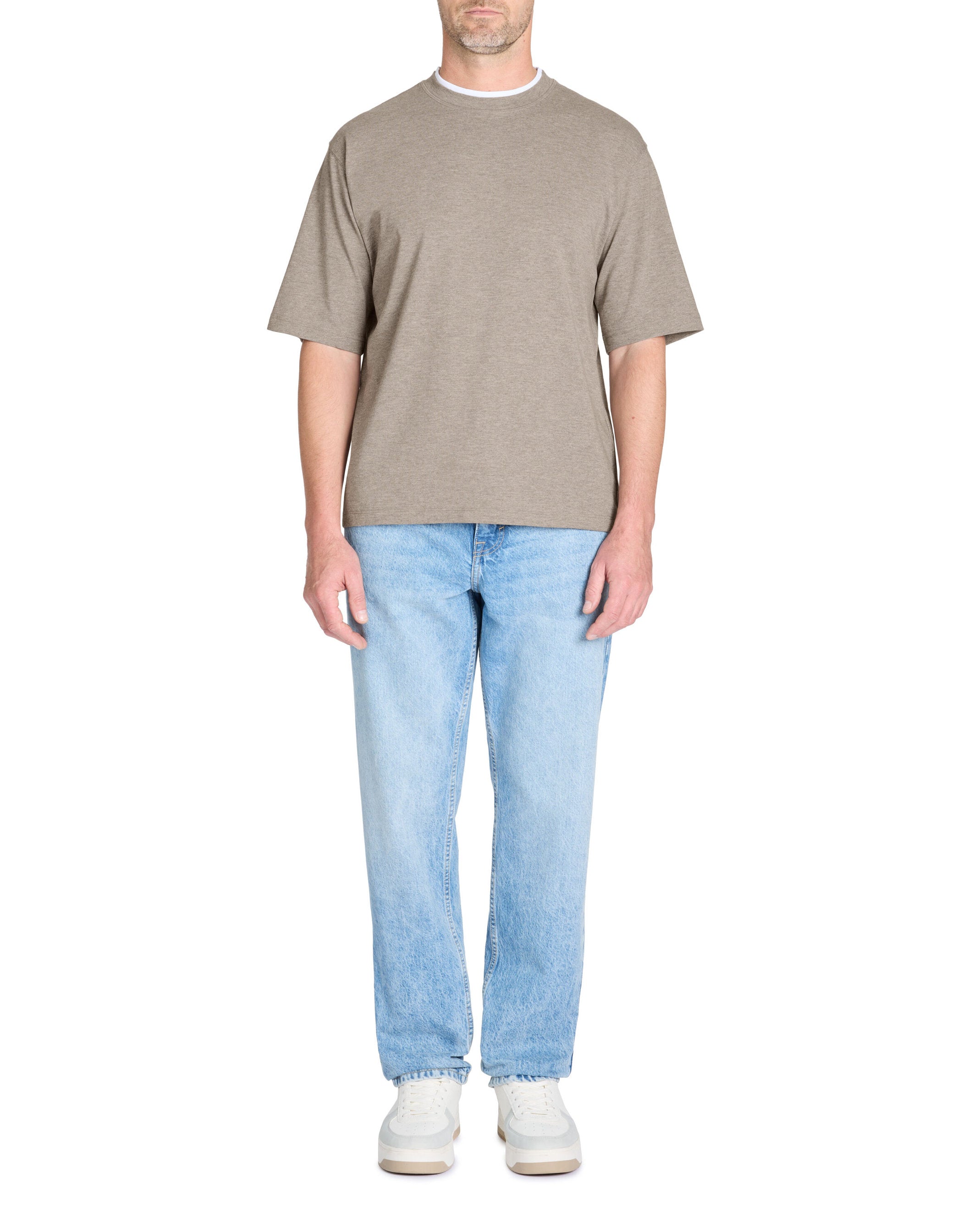 Celio_Oversized Crew Neck Cotton Blend T-Shirt - Taupe_LEDOS_TAUPE_02