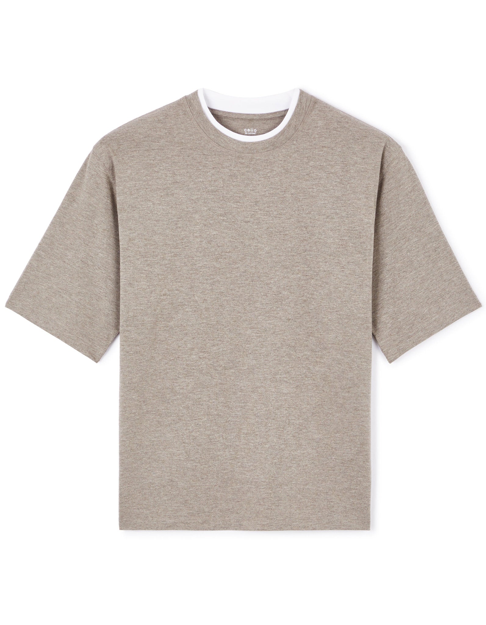 Celio_Oversized Crew Neck Cotton Blend T-Shirt - Taupe_LEDOS_TAUPE_03
