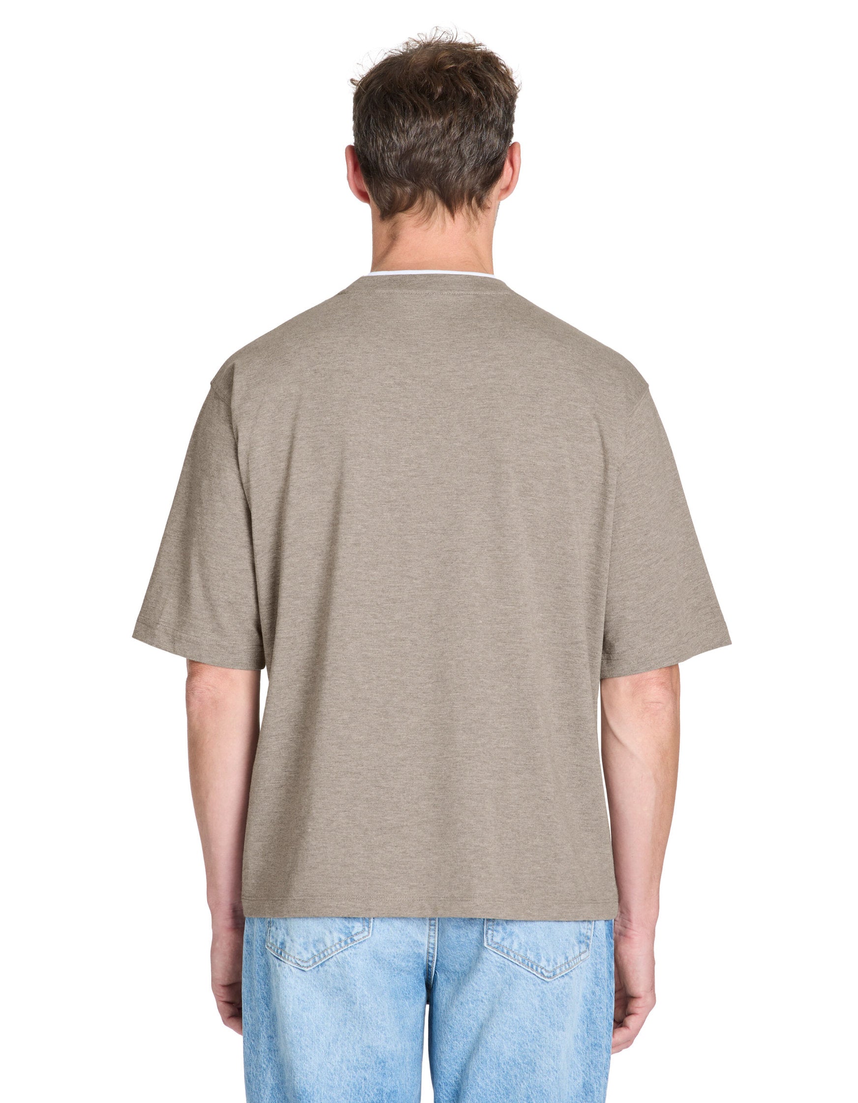 Celio_Oversized Crew Neck Cotton Blend T-Shirt - Taupe_LEDOS_TAUPE_04