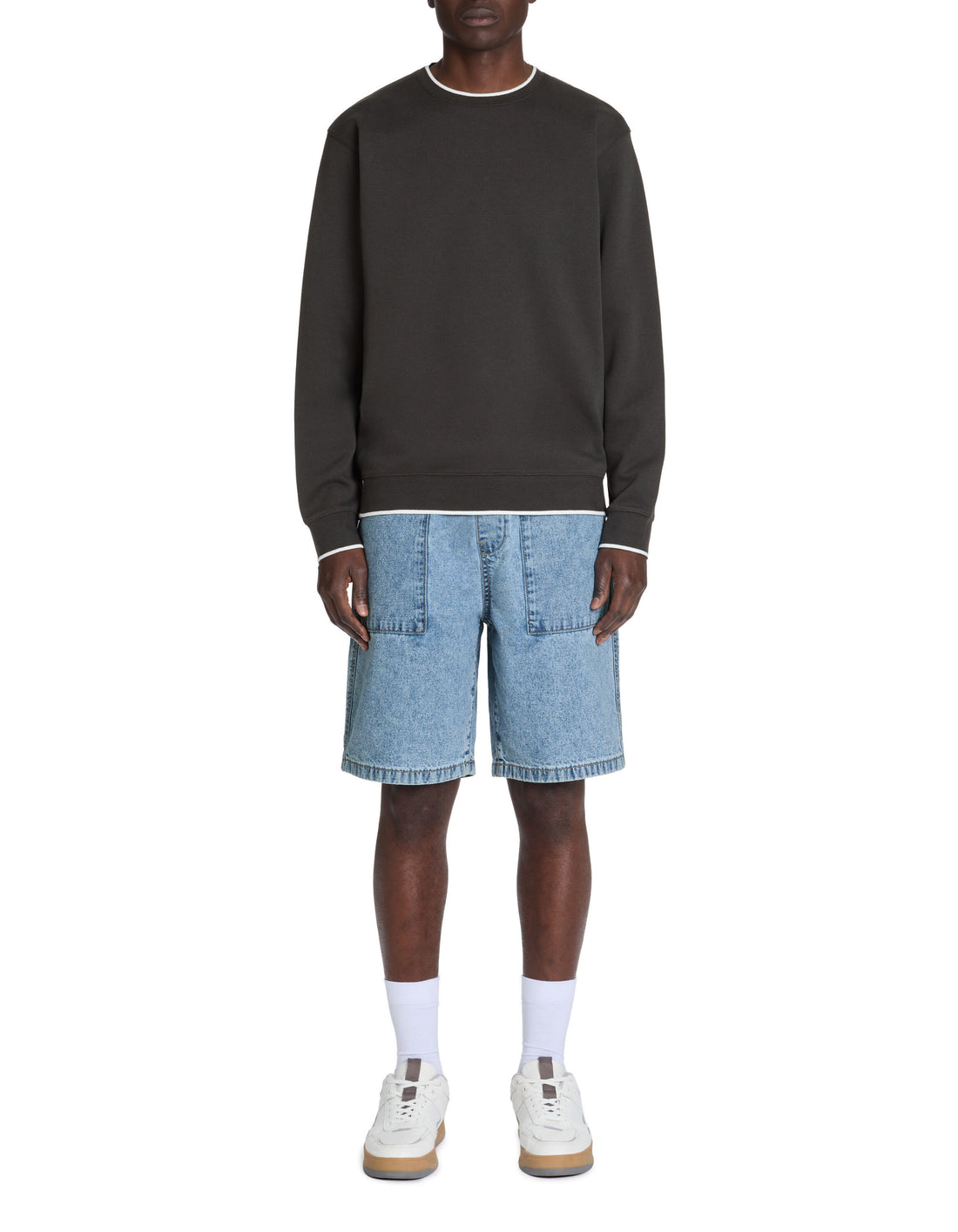 Celio_Anthracite Regular Round Neck Cotton Blend Sweatshirt_LEDOUPIKE_ANTHRACITE_01