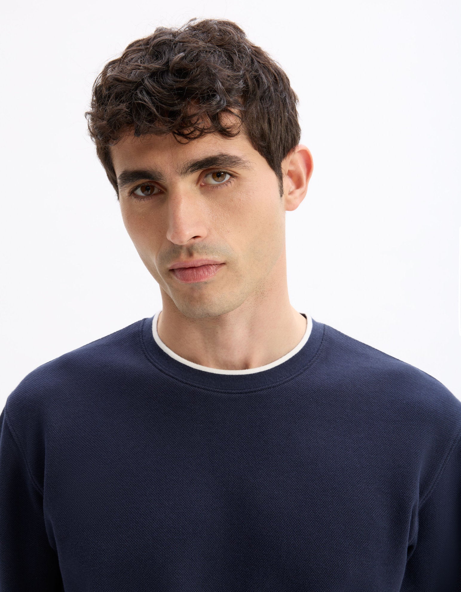 Celio_Navy Regular Cotton Blend Round Neck Sweatshirt_LEDOUPIKE_NAVY_04