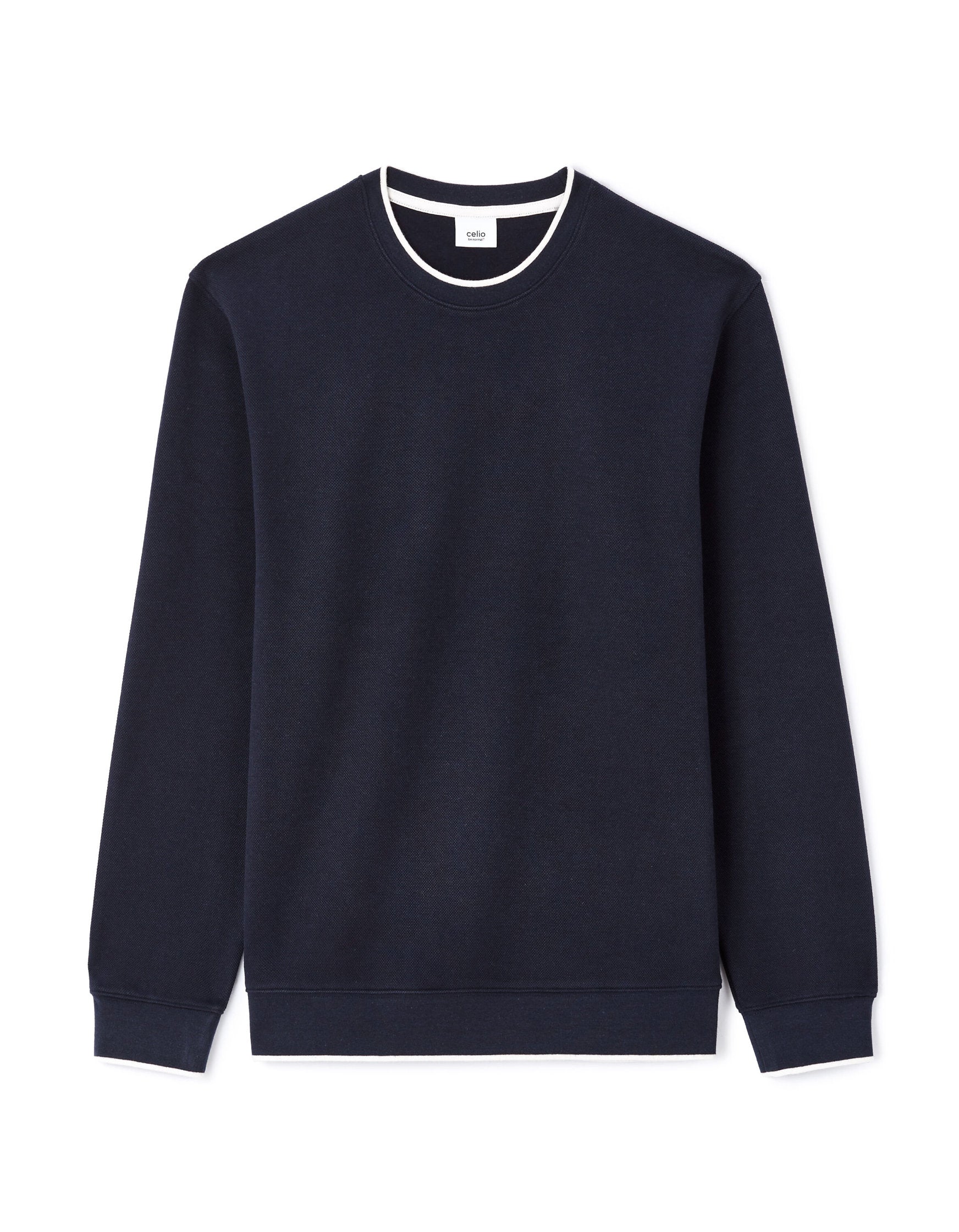 Celio_Navy Regular Cotton Blend Round Neck Sweatshirt_LEDOUPIKE_NAVY_05