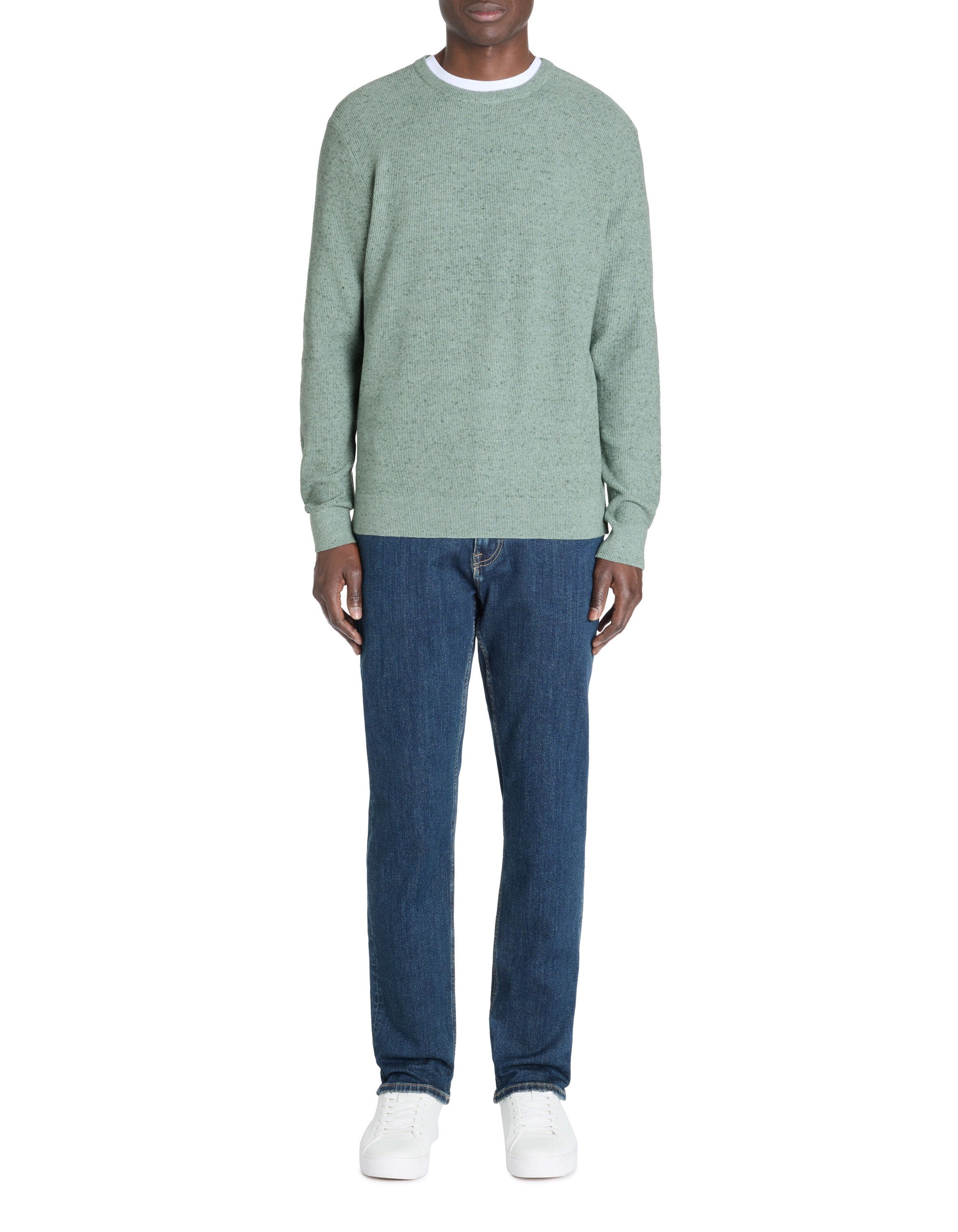 Celio_Round Neck Sweater 100% Cotton - Green_LEGRAIN_MINERAL GREEN_02