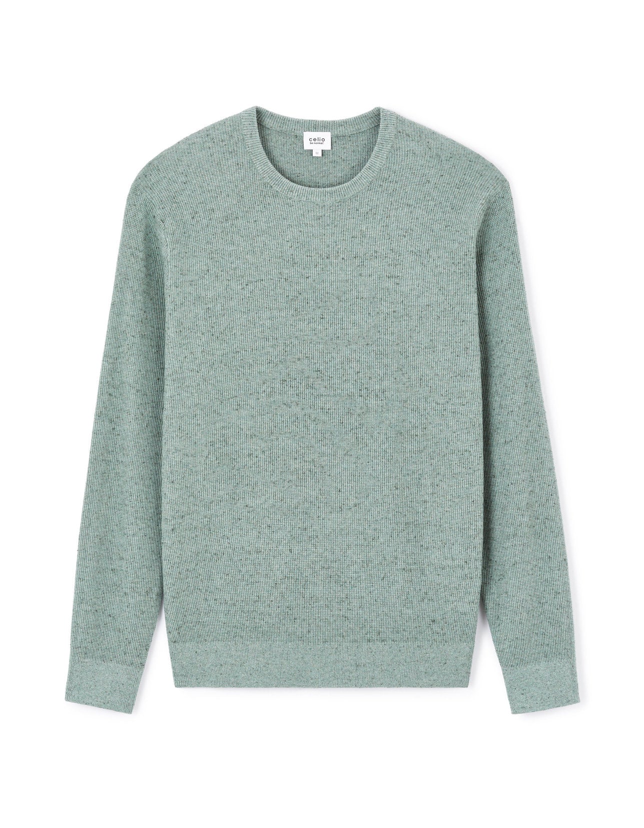 Celio_Round Neck Sweater 100% Cotton - Green_LEGRAIN_MINERAL GREEN_03