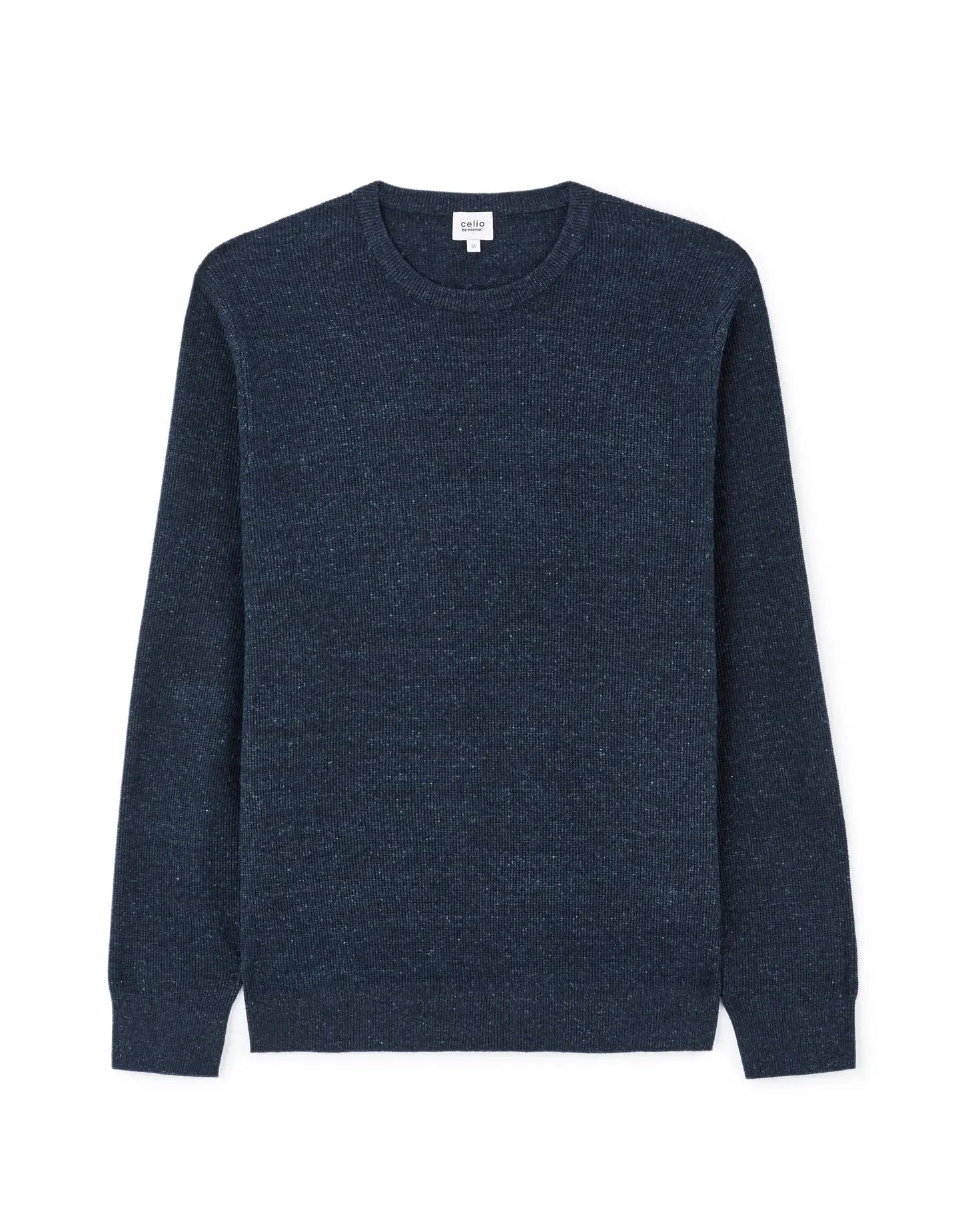 Celio_100% Cotton Blend Crew Neck Sweater - Navy_LEGRAIN_NAVY MEL_03