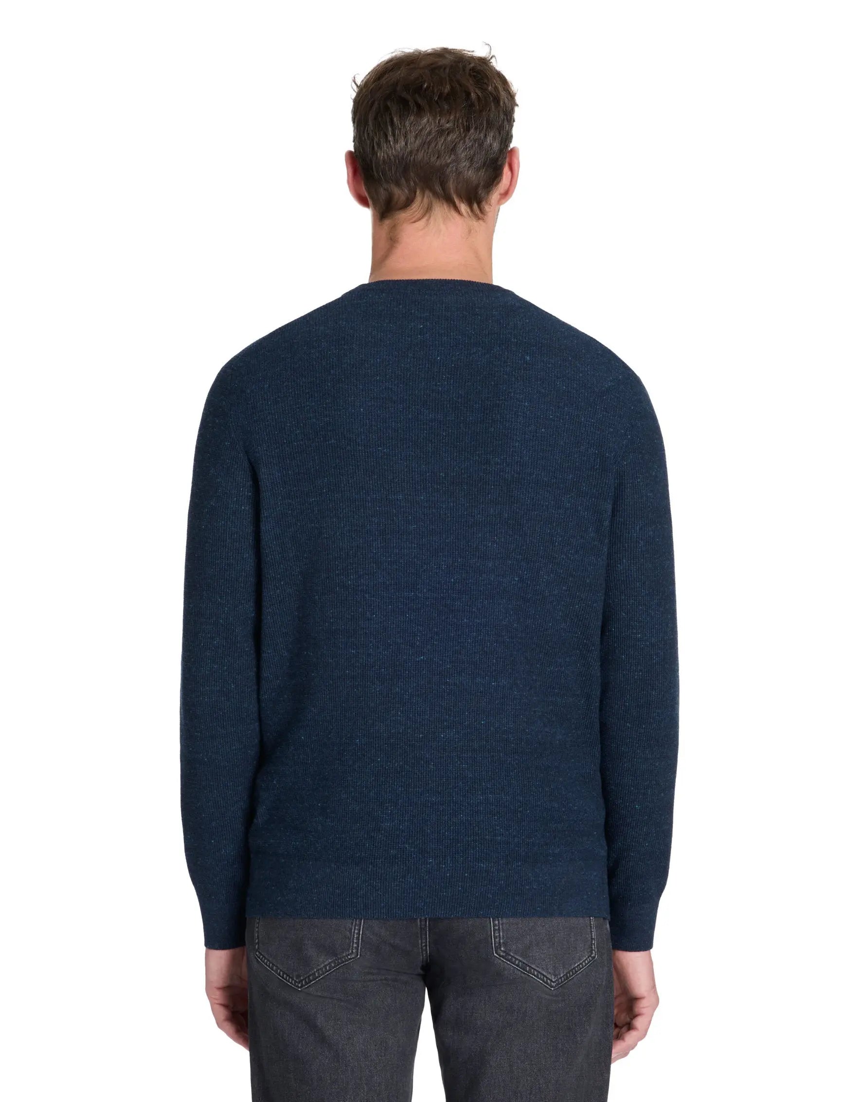 Celio_100% Cotton Blend Crew Neck Sweater - Navy_LEGRAIN_NAVY MEL_04