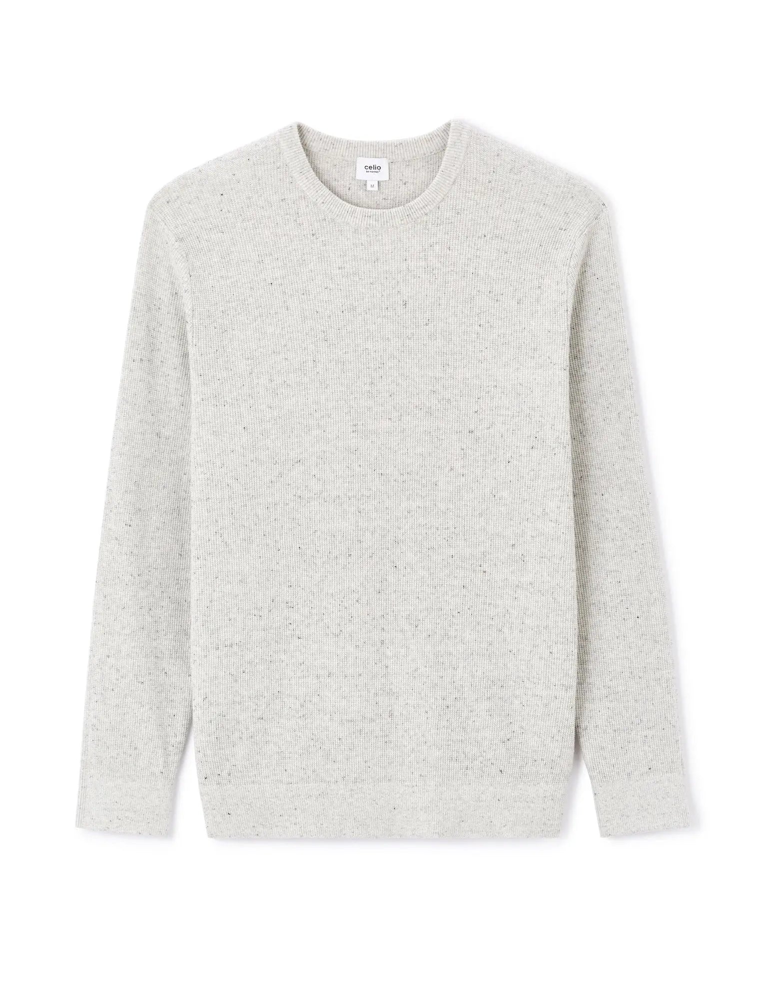 Celio_100% Cotton Blend Round Neck Sweater - Ecru_LEGRAIN_OFF WHITE MEL_03