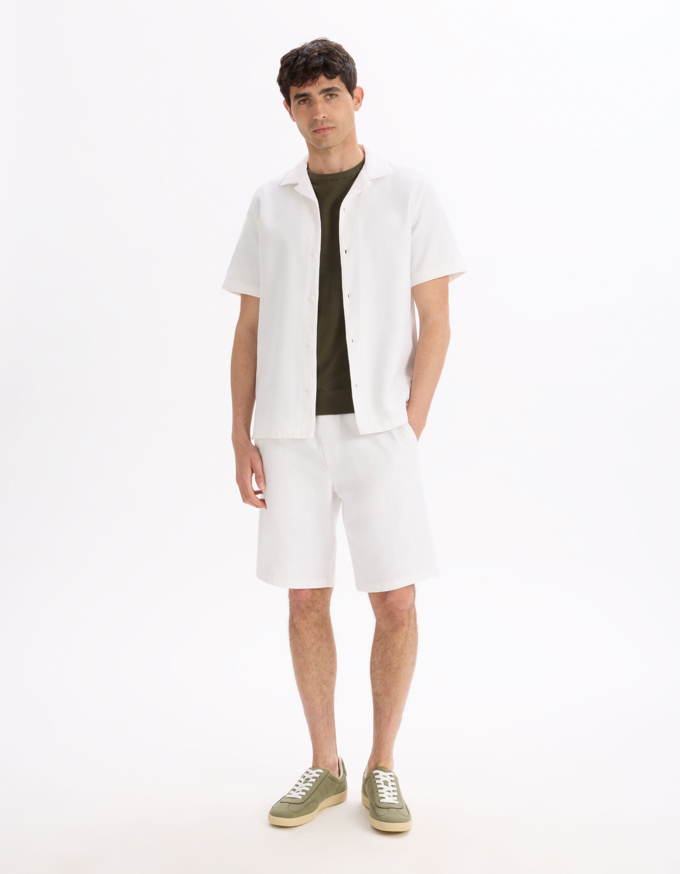 Celio_Khaki Straight T-Shirt Round Neck 100% Cotton_LEPICTI_REAL KHAKI_01