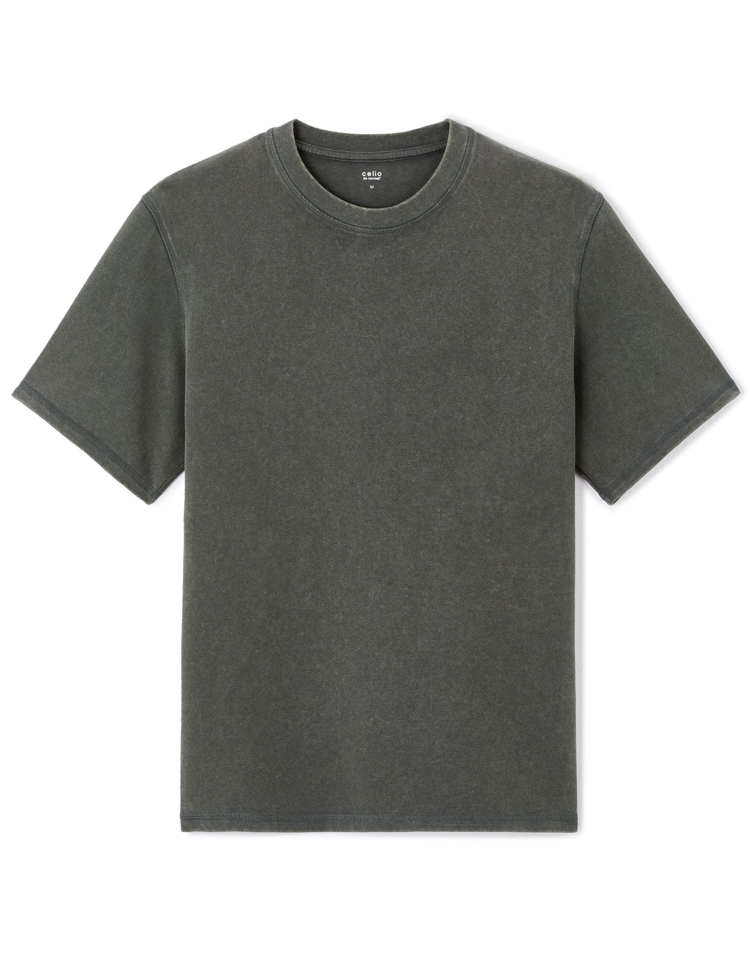 Celio_Grey T-Shirt Boxy Round Neck 100% Cotton Pigment_LEPIGMENT_BITUME_04