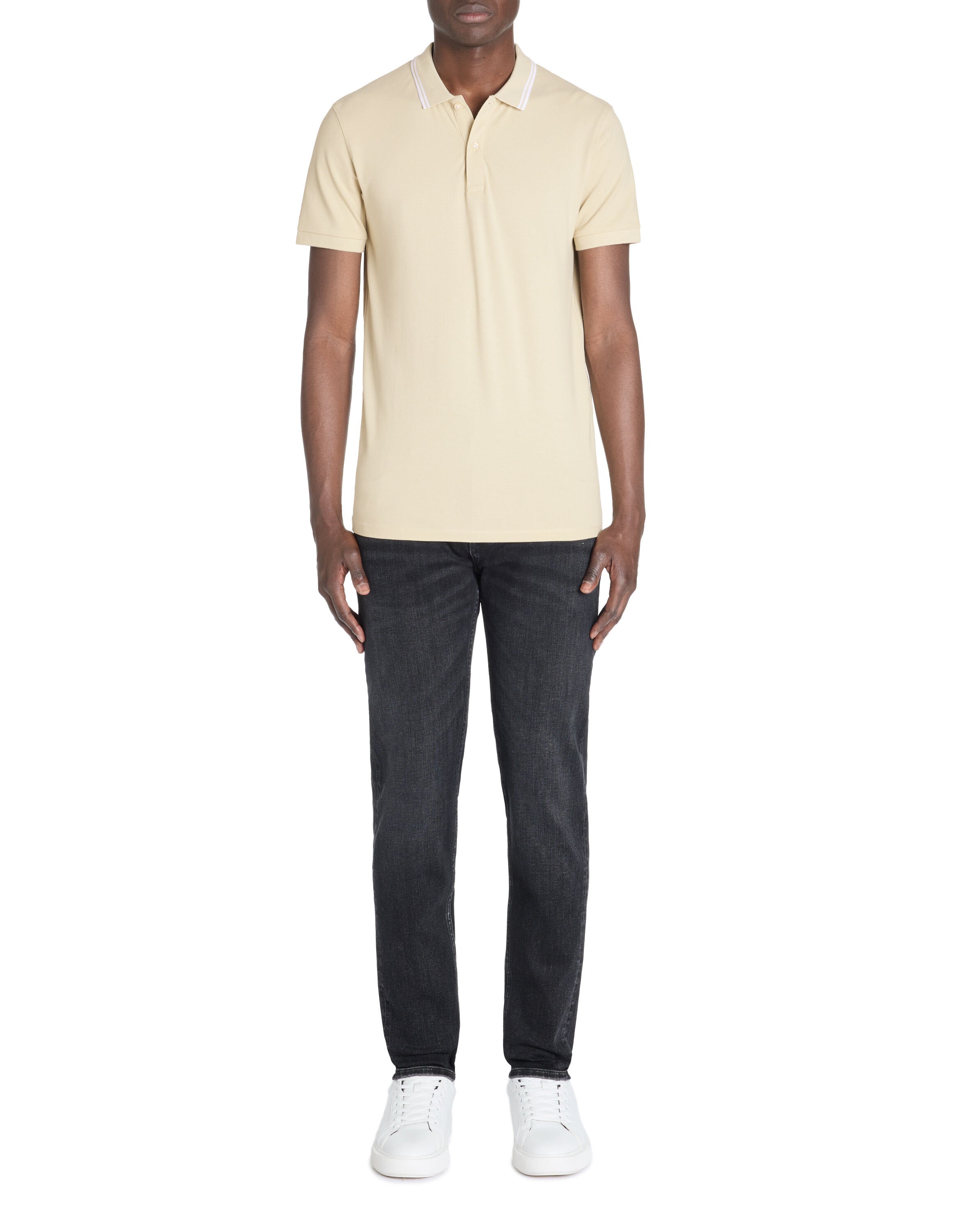 Celio_Beige Polo Slim Coton Stretch_LEPRIME_SAND_01