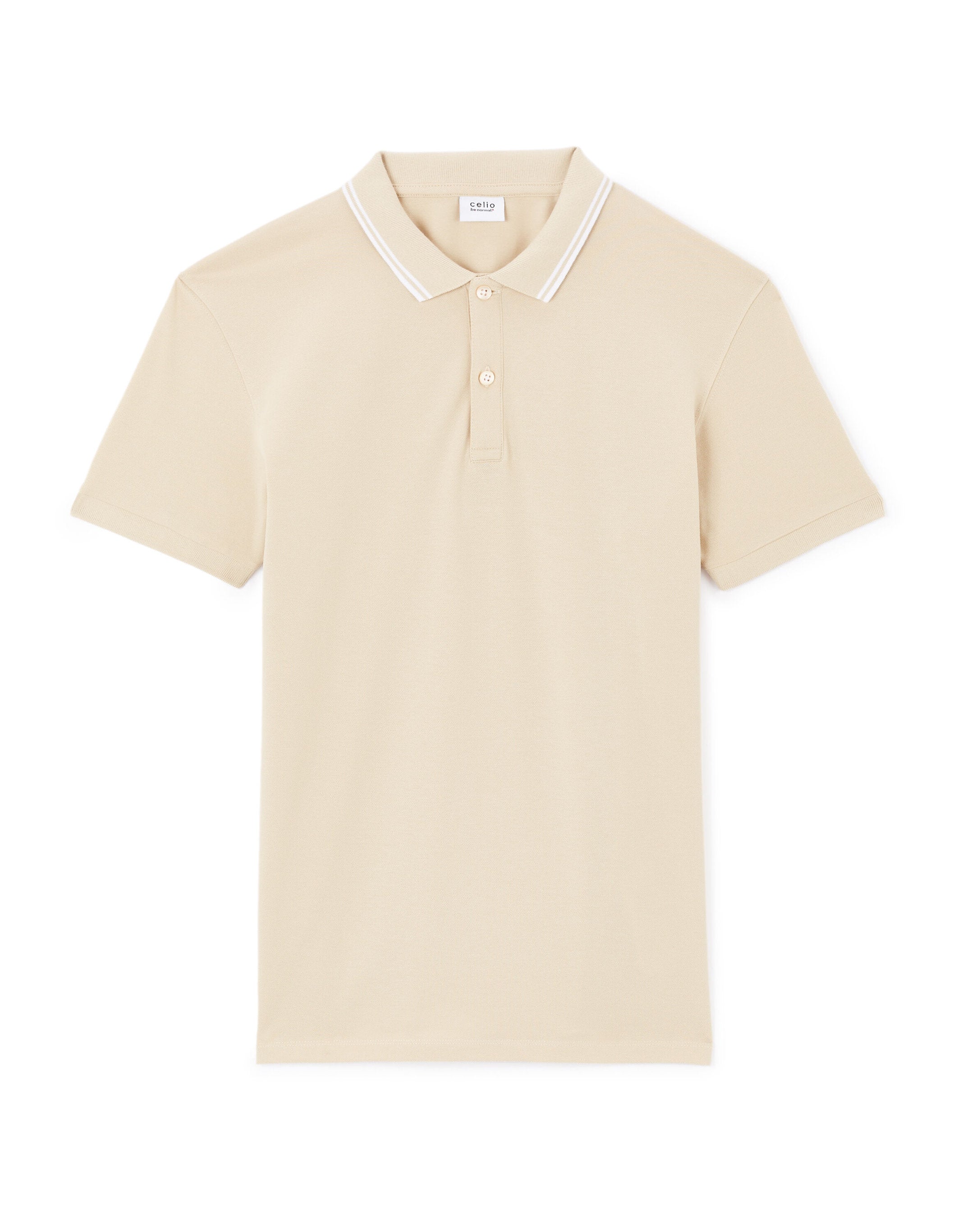 Celio_Beige Polo Slim Coton Stretch_LEPRIME_SAND_04