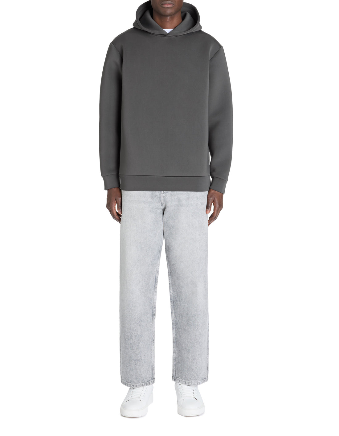 Celio_Oversized Stretch Hooded Sweatshirt - Gray_LESCUBA_GREY_02