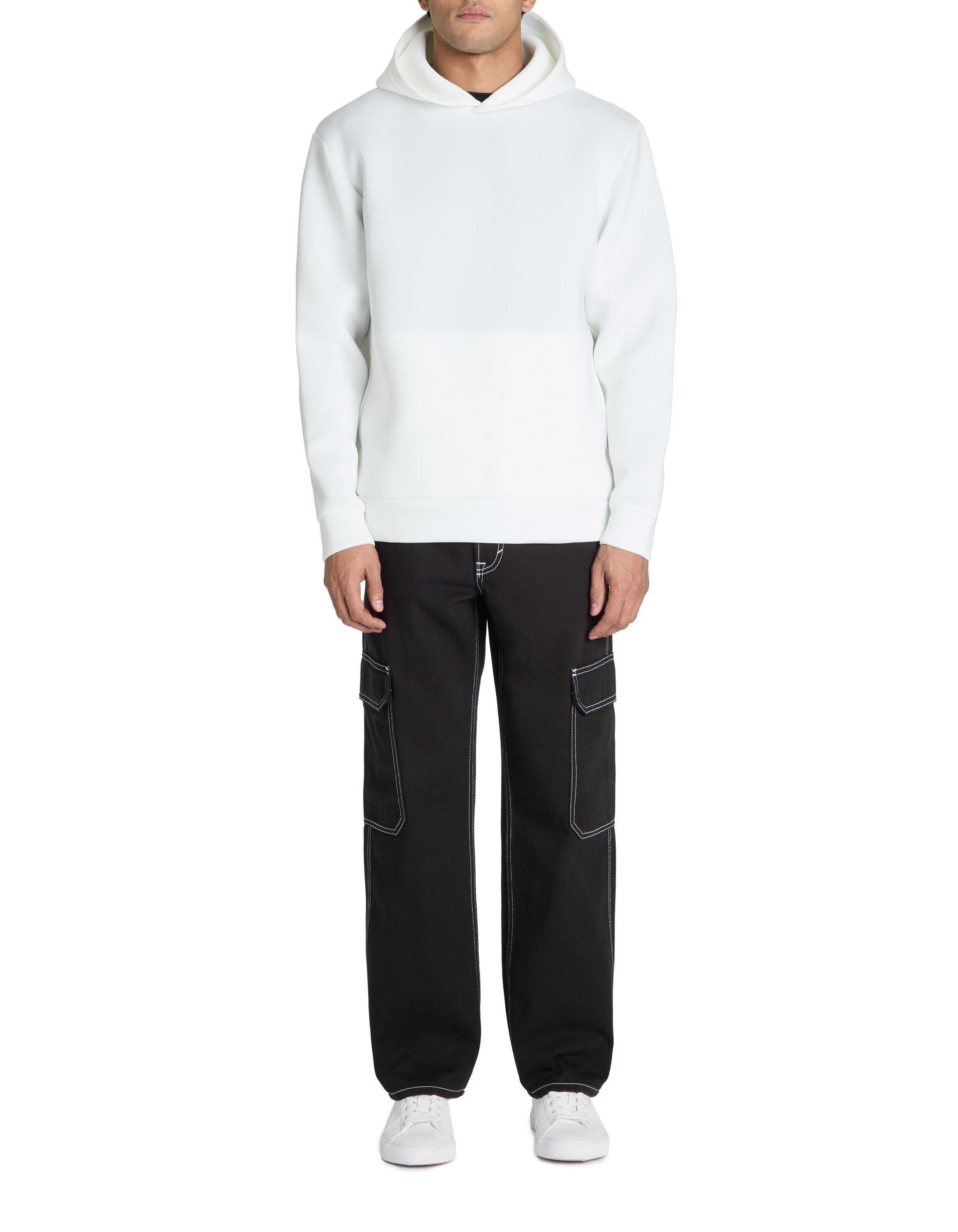 Celio_Oversized Stretch Hooded Sweatshirt - White_LESCUBA_OFF WHITE_02