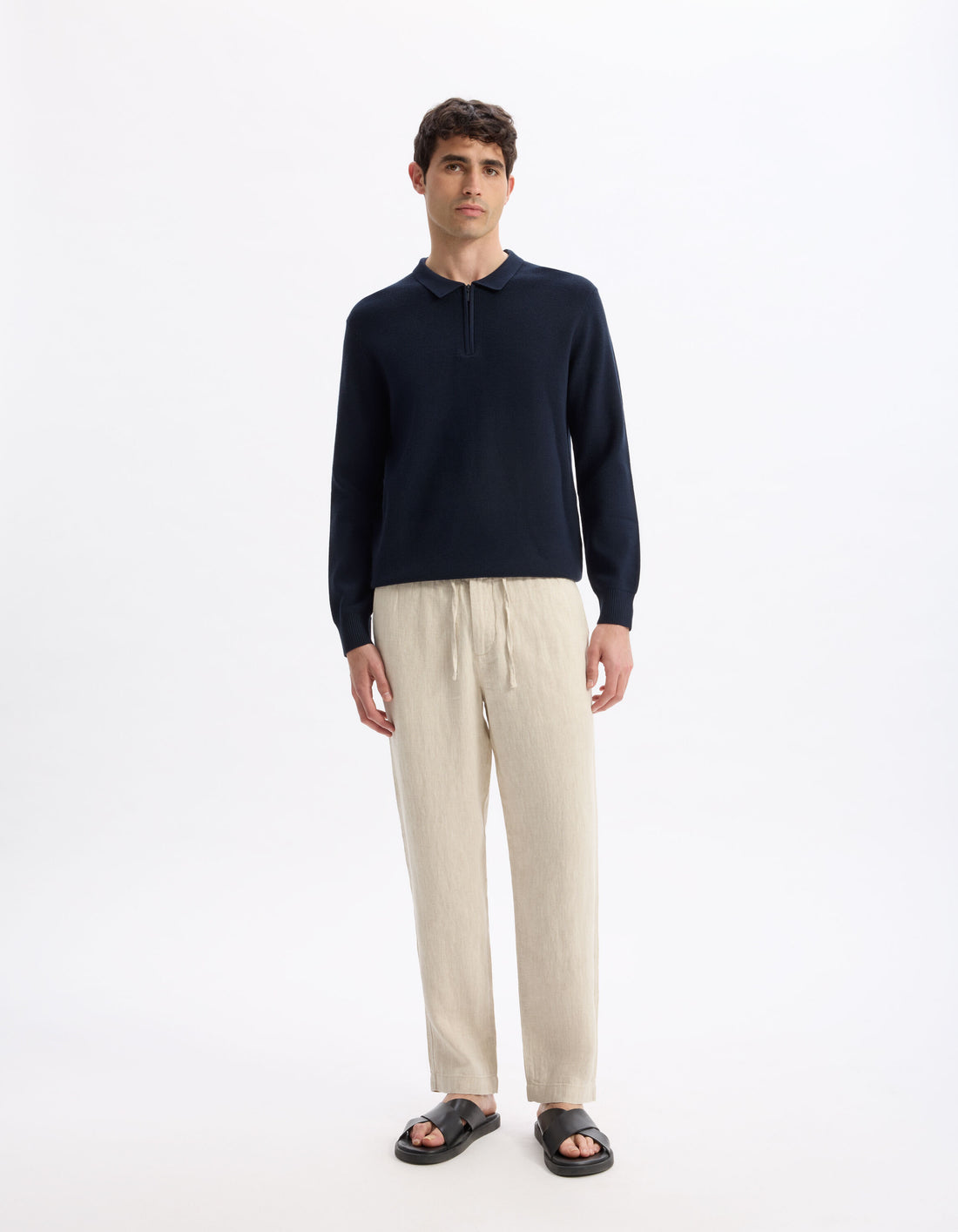 Celio_Navy 100% Cotton Polo Neck Sweater_LEVIATAN_NAVY_01