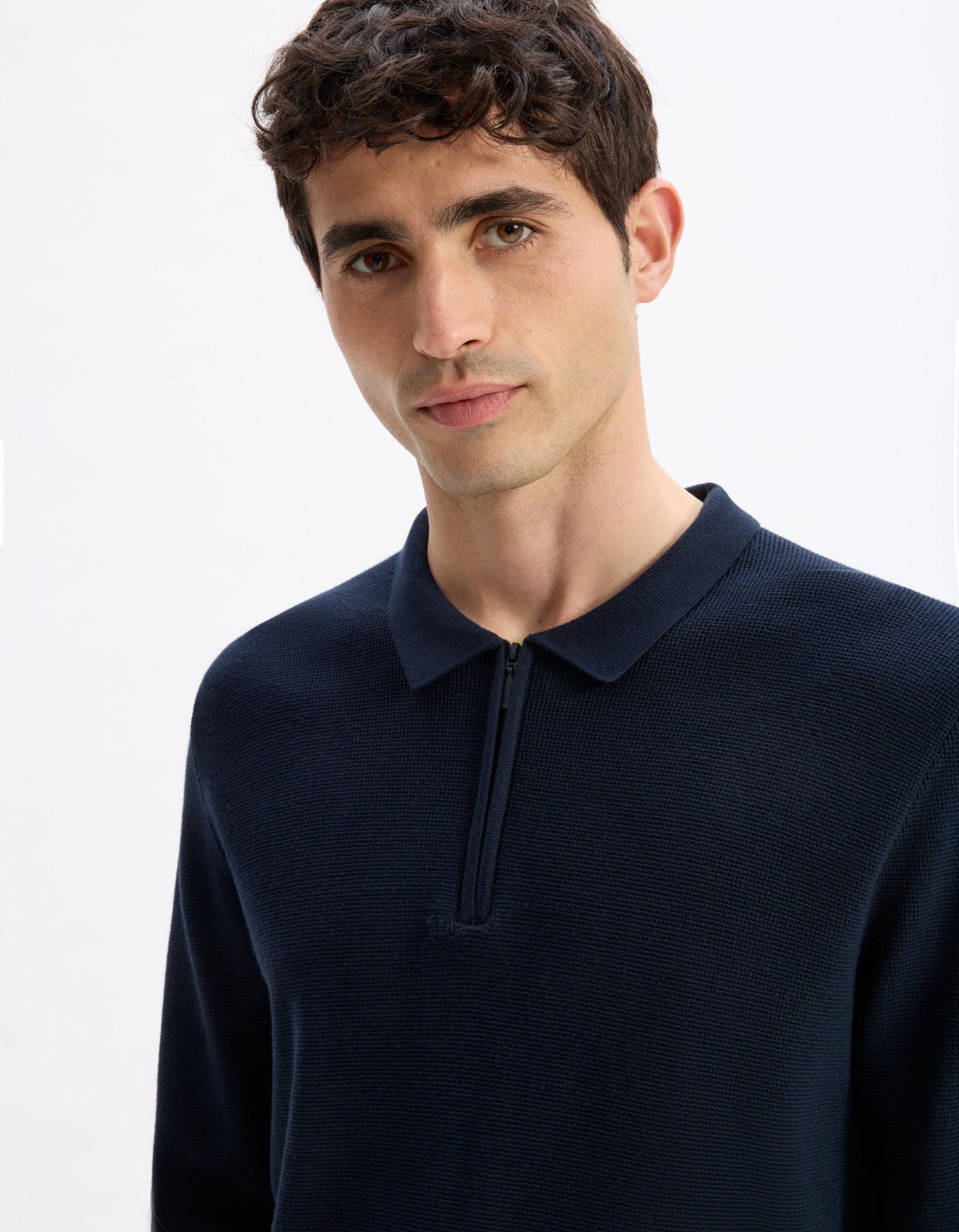 Celio_Navy 100% Cotton Polo Neck Sweater_LEVIATAN_NAVY_04