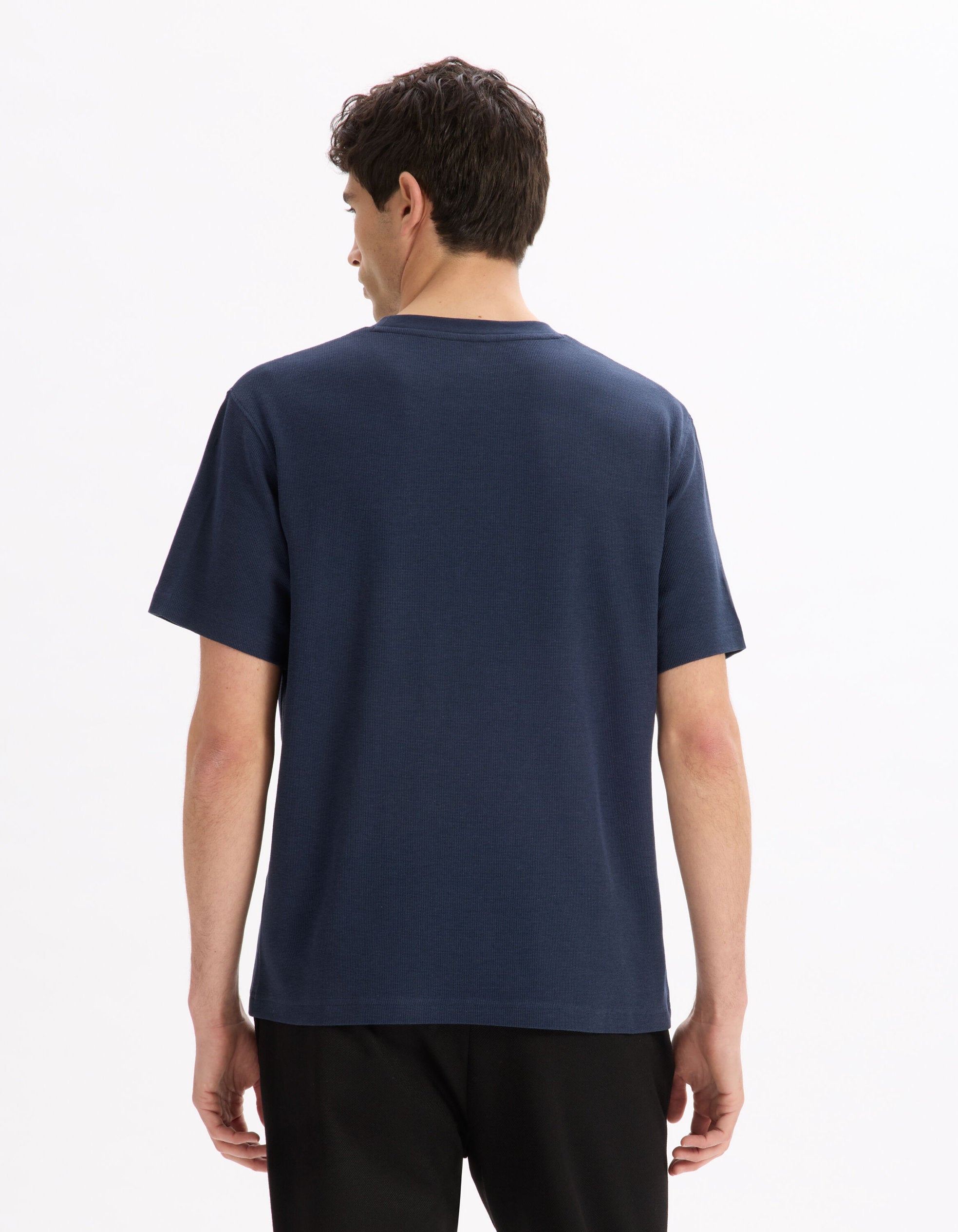Celio_Navy Boxy T-Shirt with Round Neck_LEWA_SAILOR BLUE_03