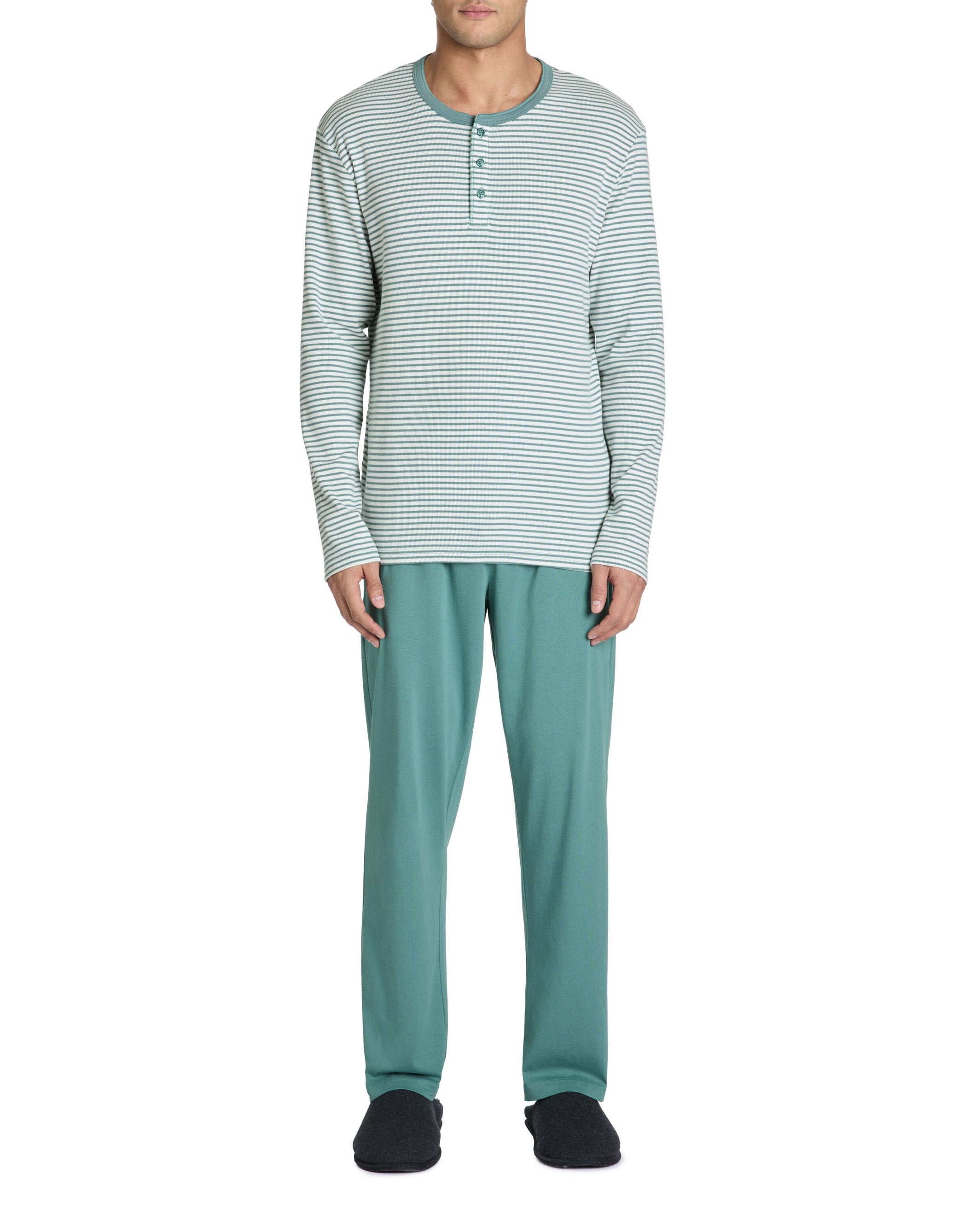 Celio_Long Pajamas 100% Stretch Cotton - Turquoise_LIPYMARIN_TURQUOISE_01