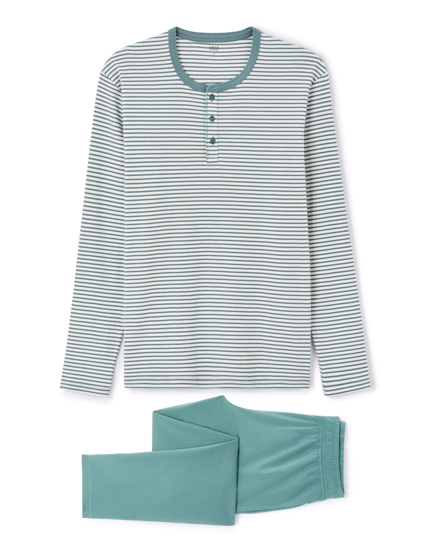 Celio_Long Pajamas 100% Stretch Cotton - Turquoise_LIPYMARIN_TURQUOISE_03