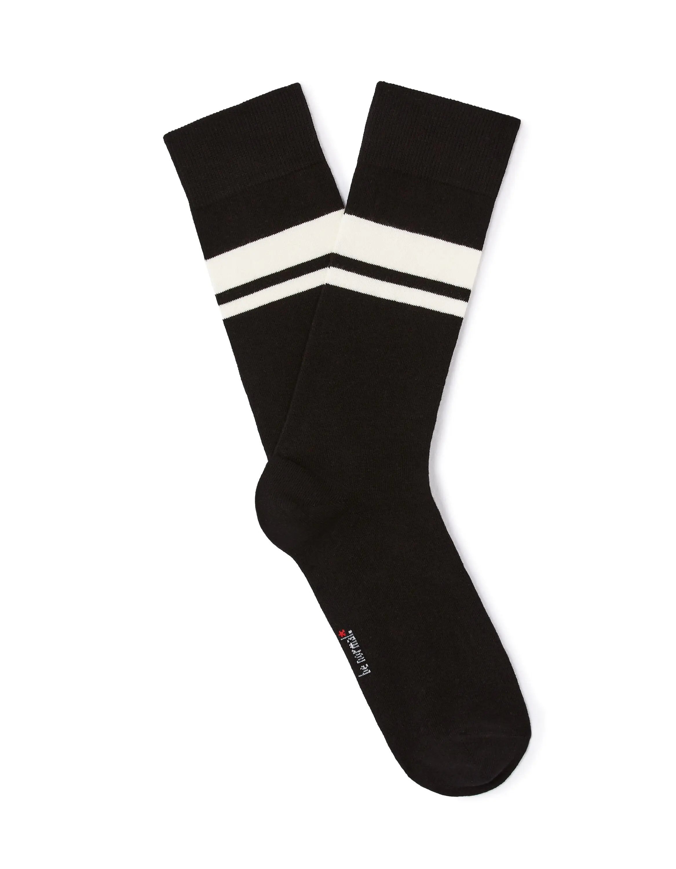 Celio_100% Cotton Black Striped High Top Sports Socks_LISOSTRIPE_BLACK_01