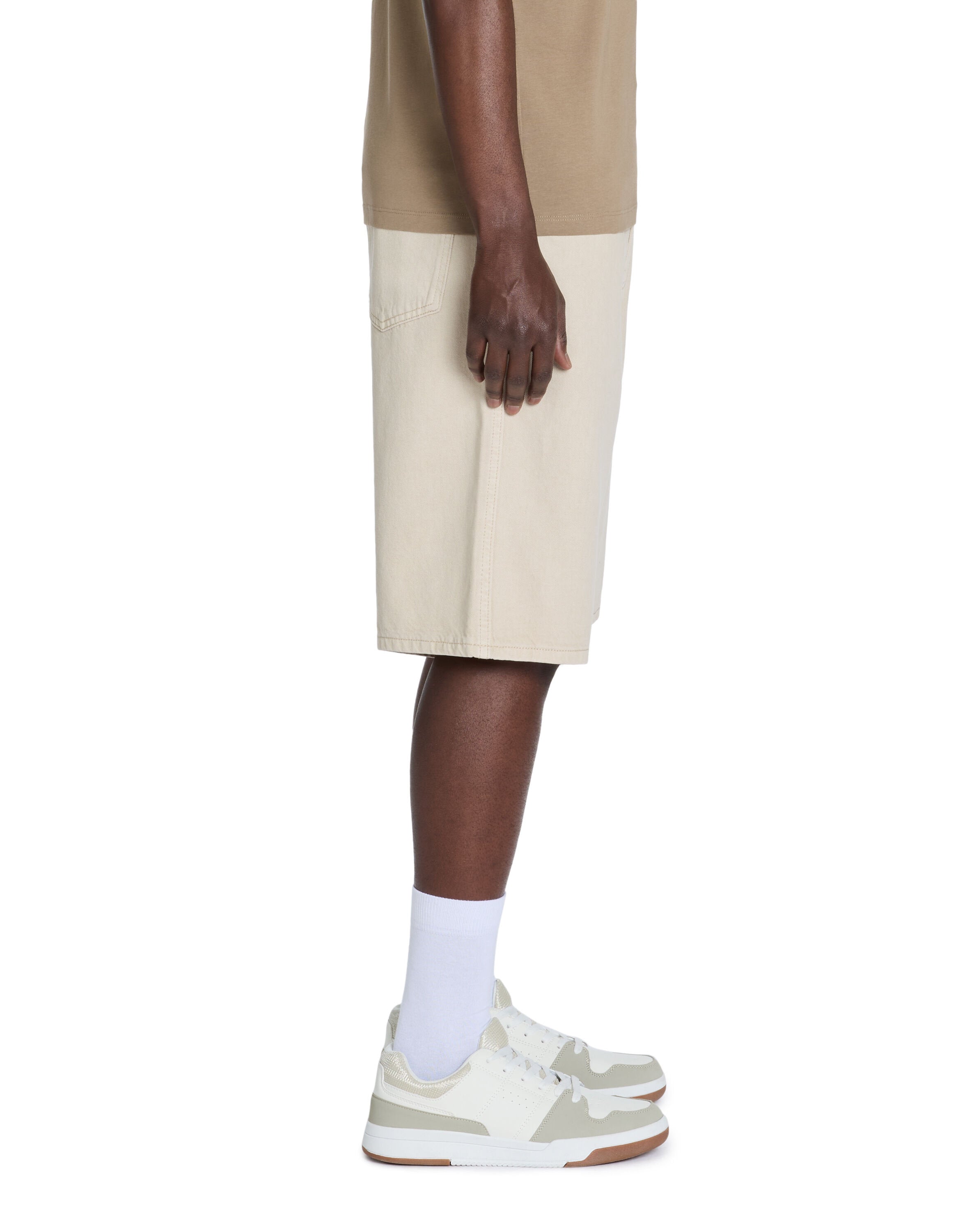 Celio_Beige Baggy Denim Bermuda Shorts_LOLARGEBM_BEIGE_04