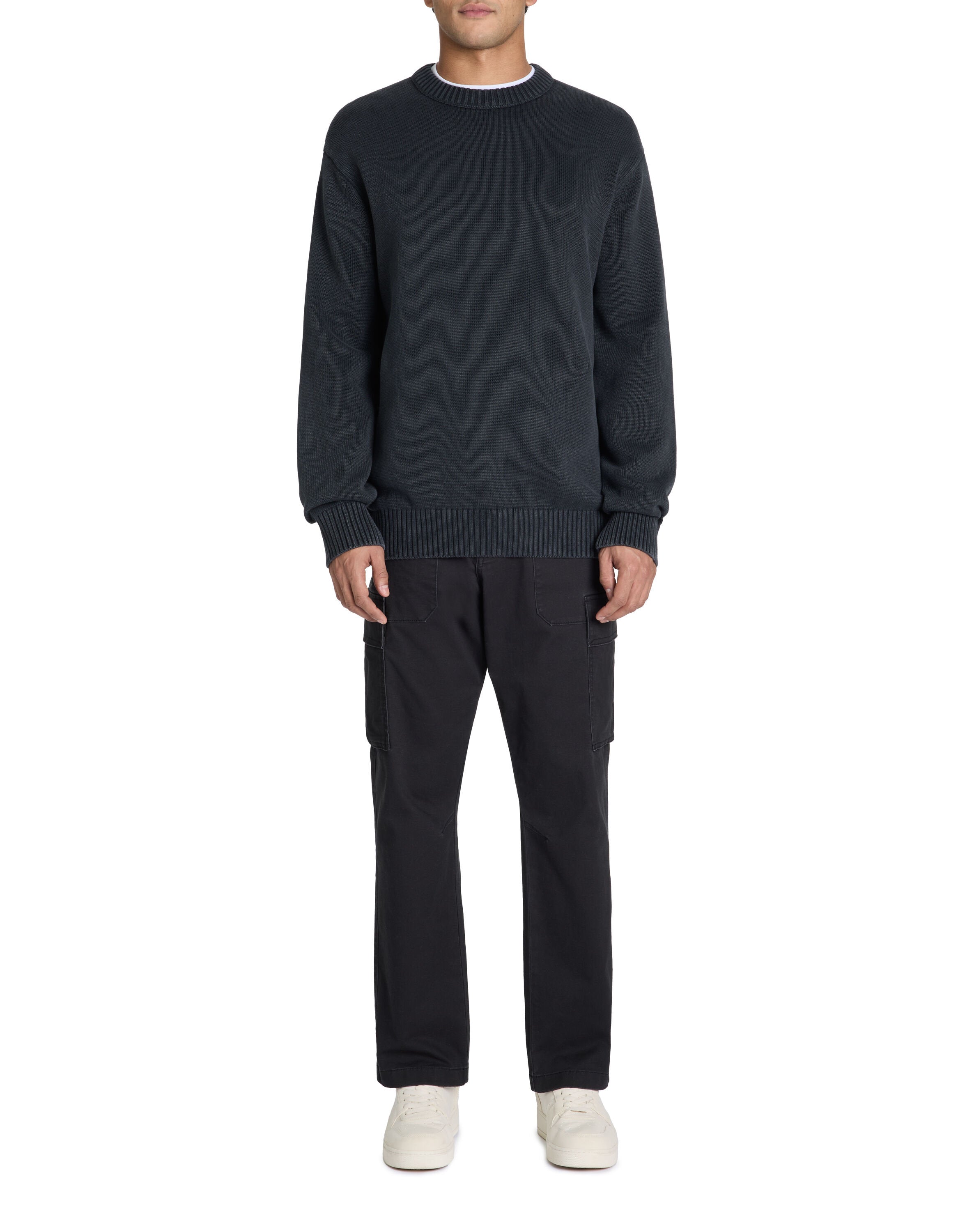 Celio_Straight Stretch Cotton Cargo Pants - Black_LOPIERRE_BLACK_01