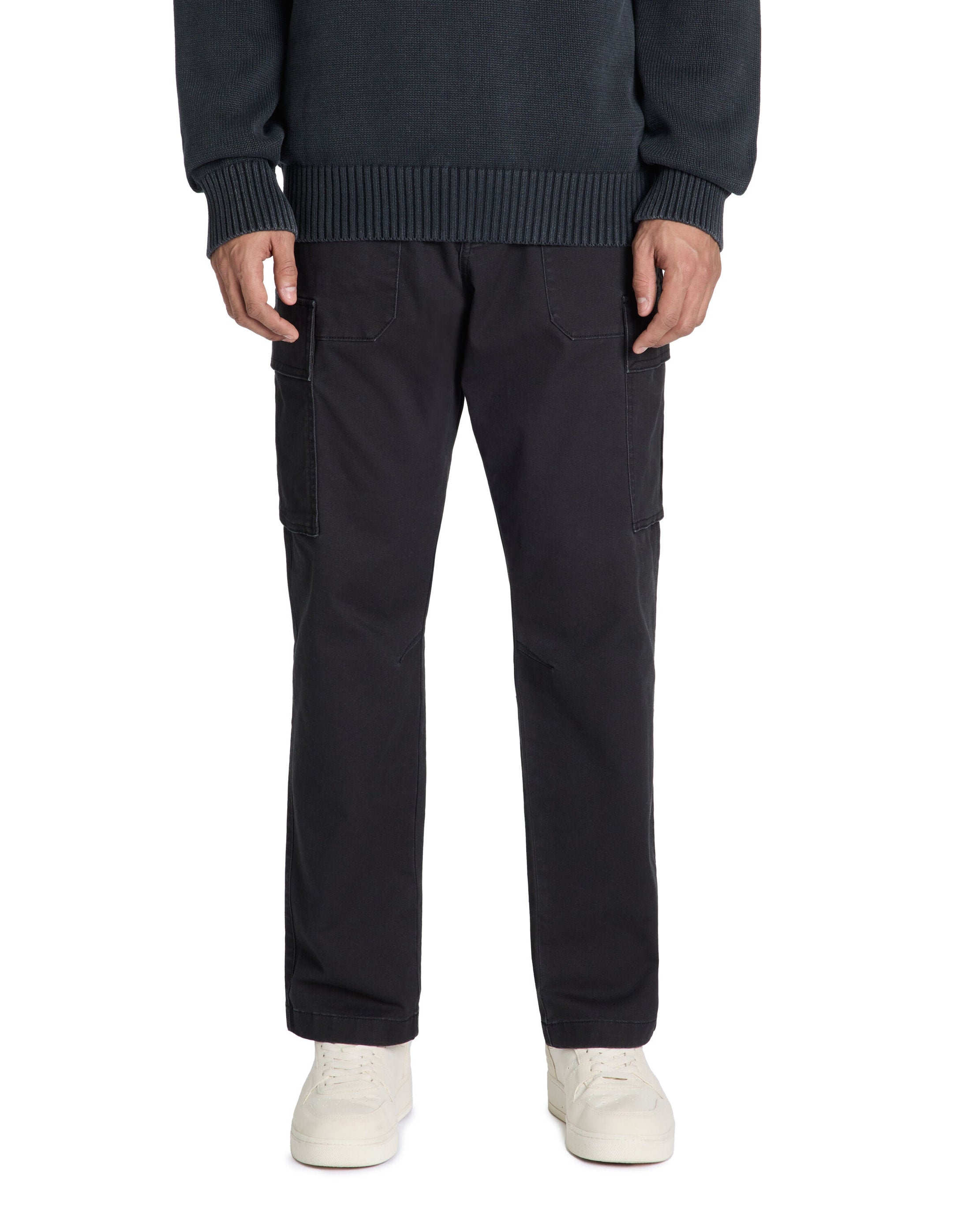 Celio_Straight Stretch Cotton Cargo Pants - Black_LOPIERRE_BLACK_02