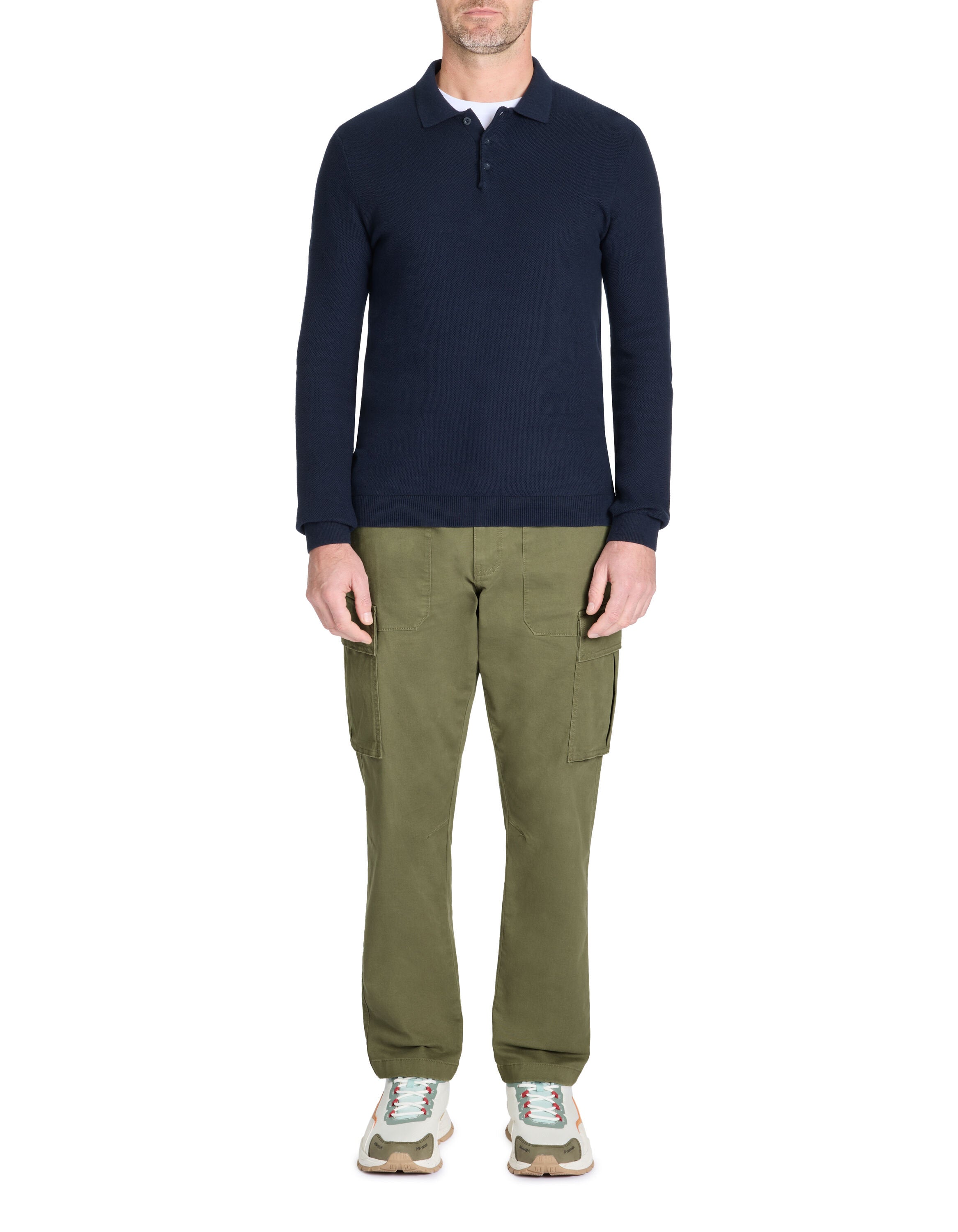 Celio_Stretch Cotton Straight Bottom Cargo Pants - Brown_LOPIERRE_OLIVE_01