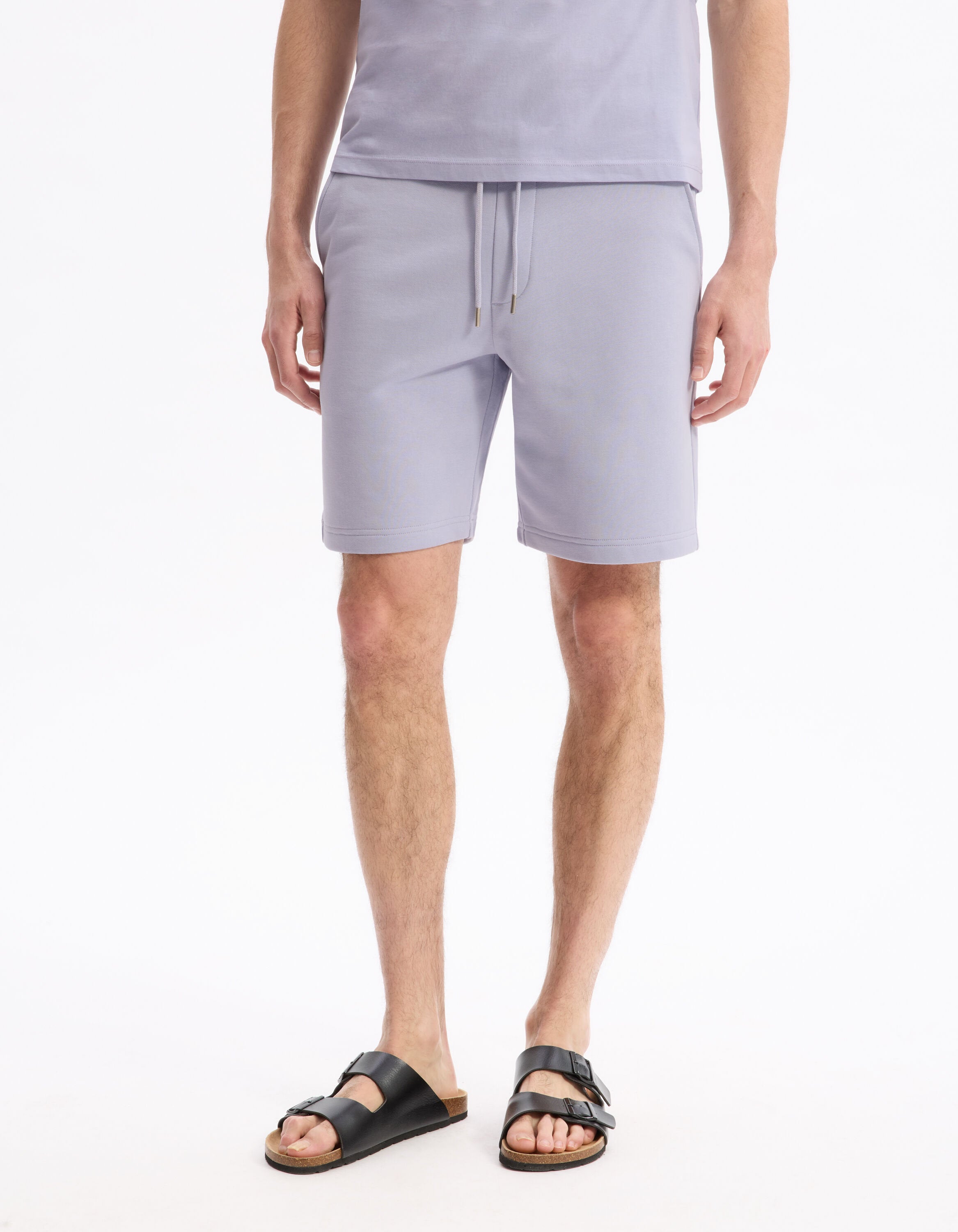 Celio_Purple Bermuda Shorts in 100% Cotton Fleece_LOSHORT2_LAVANDE_02