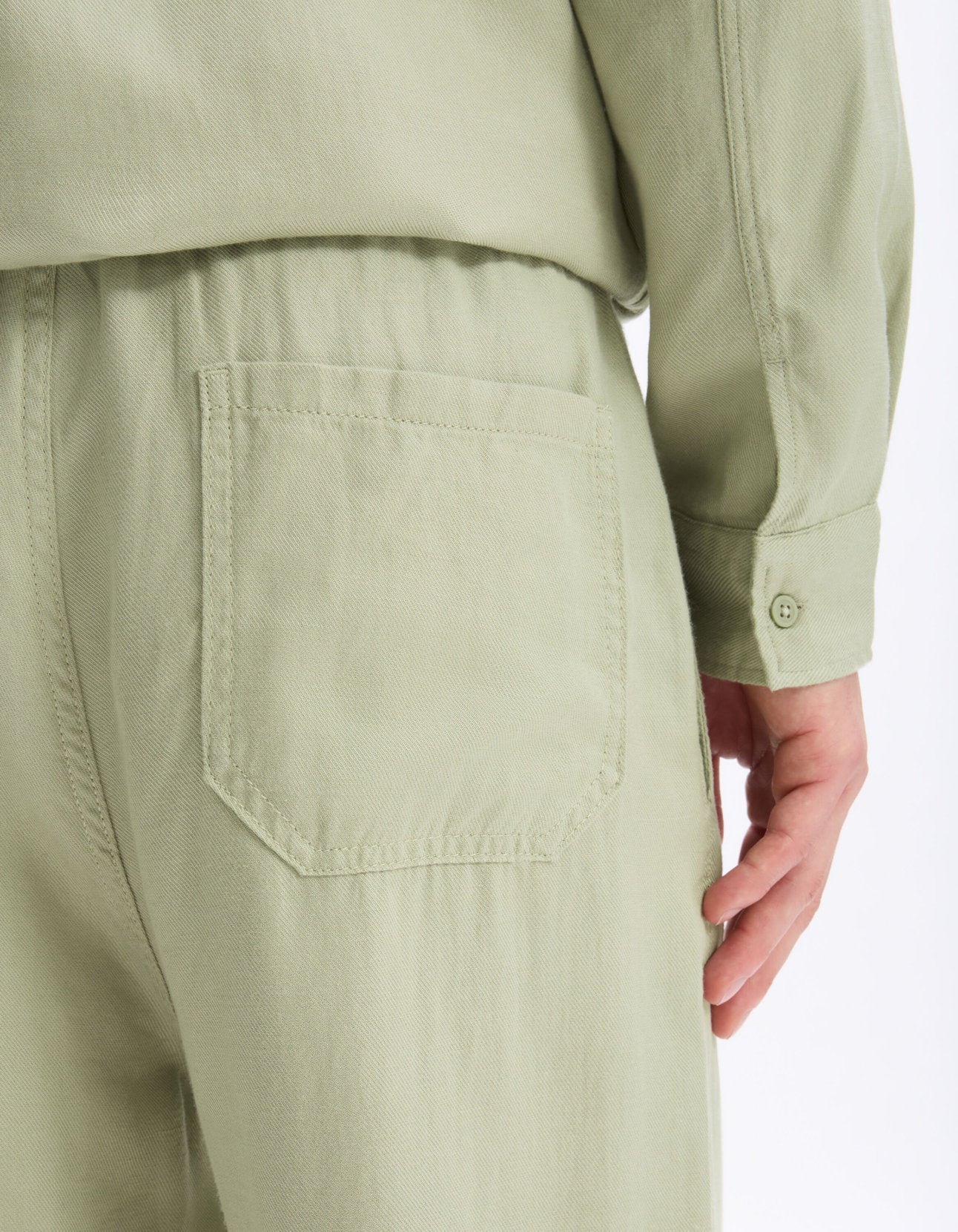 Celio_Green Loose Trousers 100% Cotton Tencel_LOSOFT_SAUGE_05