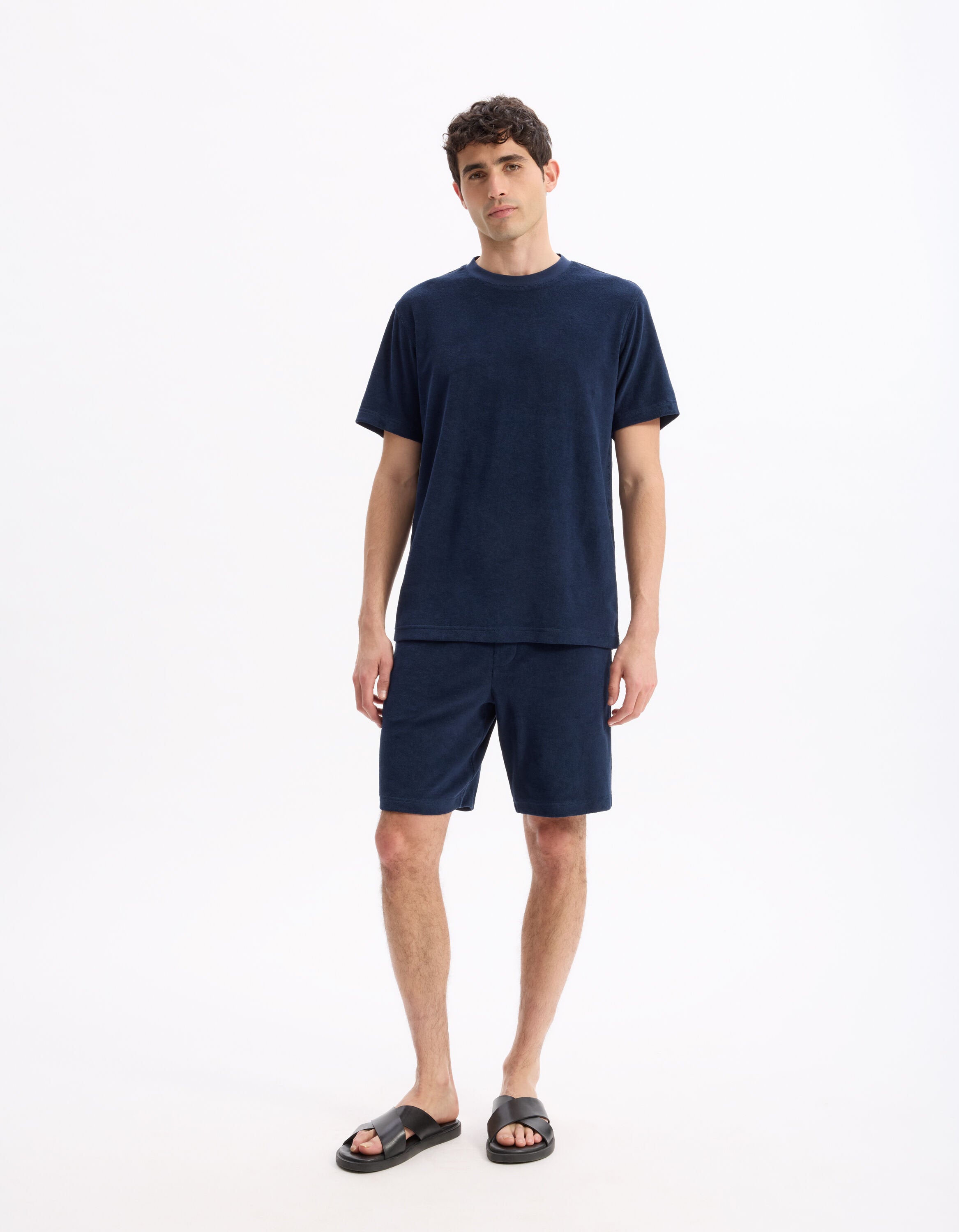 Celio_Navy 100% Cotton Bermuda Shorts_LOSPONGI_NAVY_01