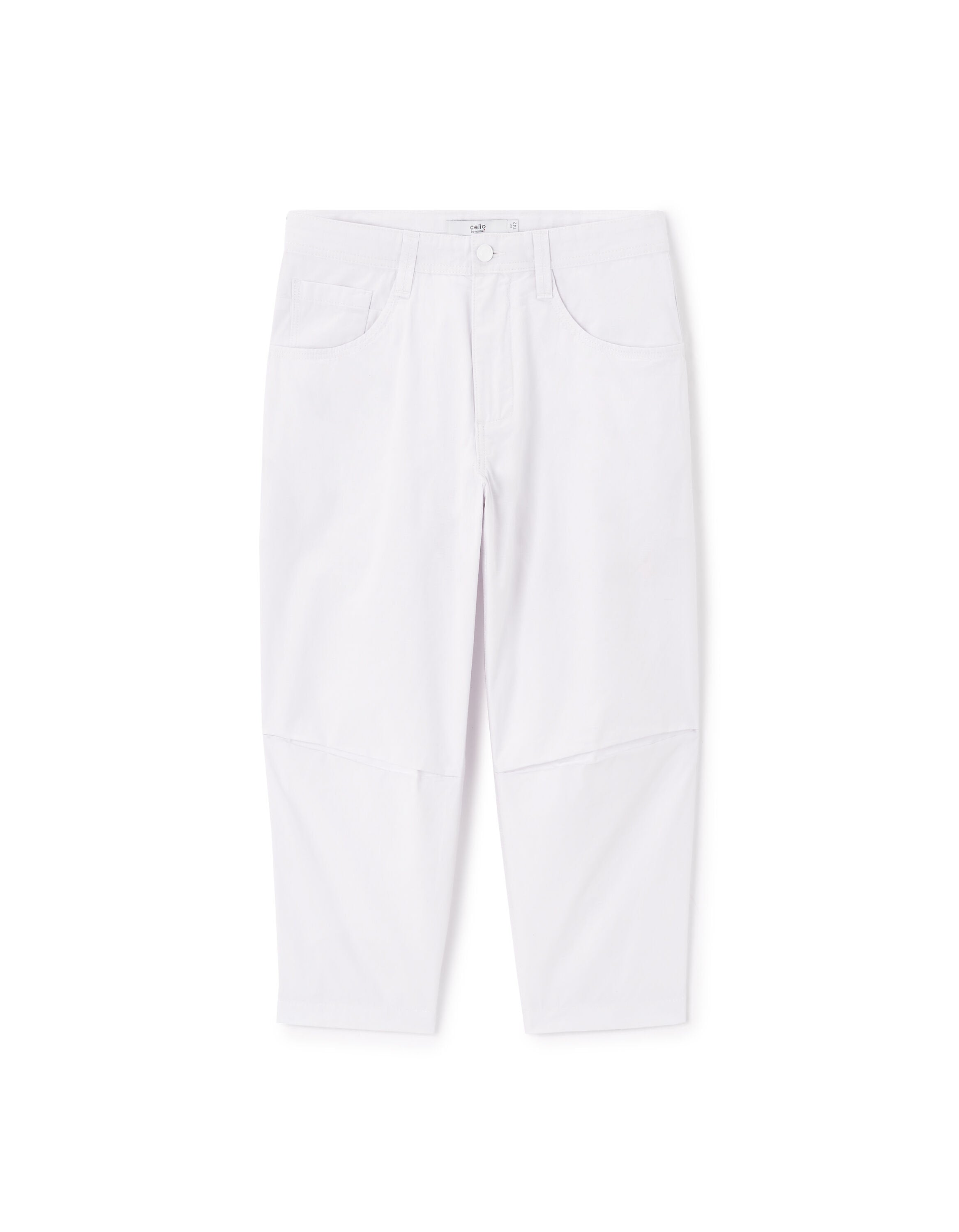 Celio_White 100% Cotton Cropped Pants_LOTACOURBM_BLANC_01