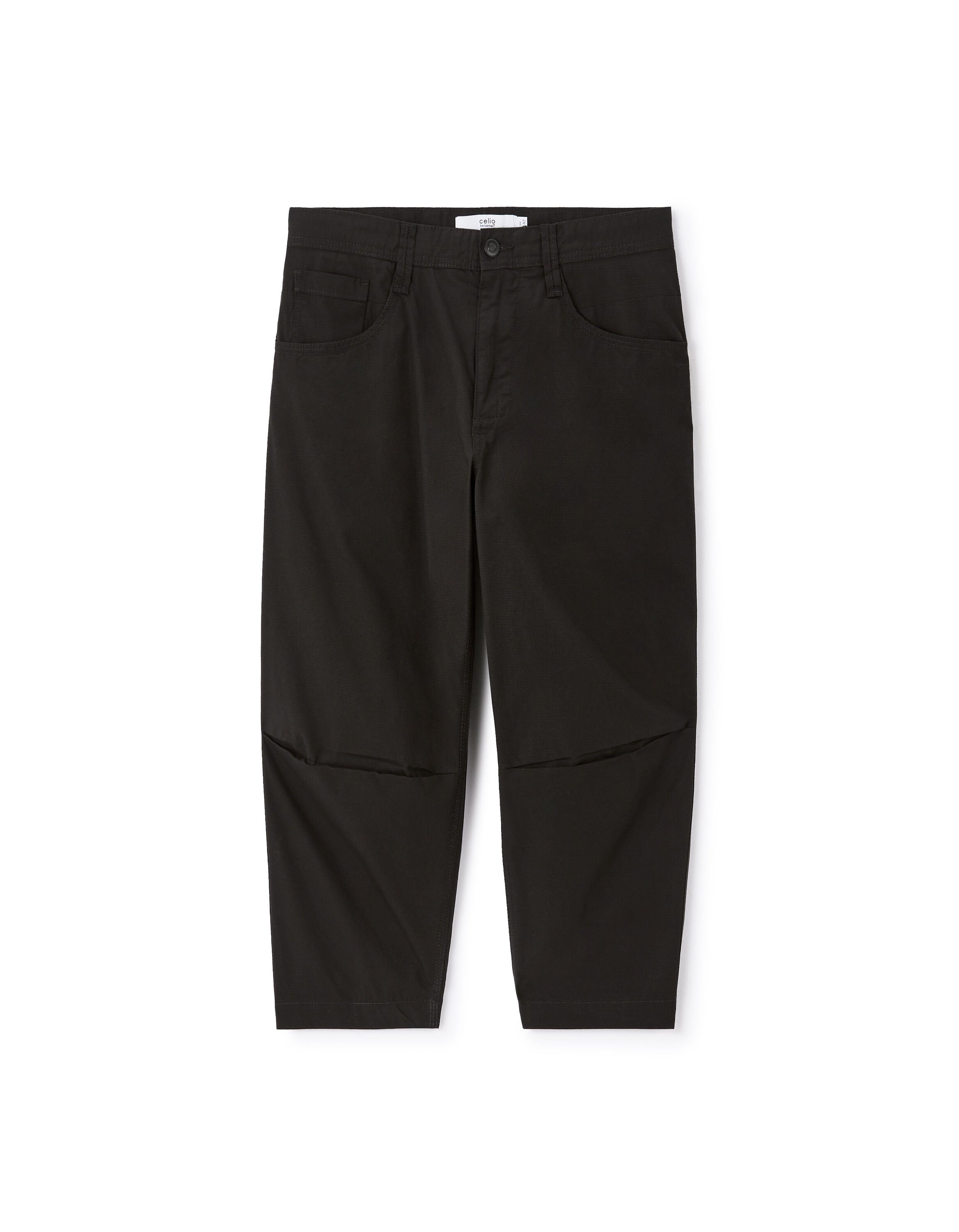 Celio_Black 100% Cotton Cropped Pants_LOTACOURBM_NOIR_01