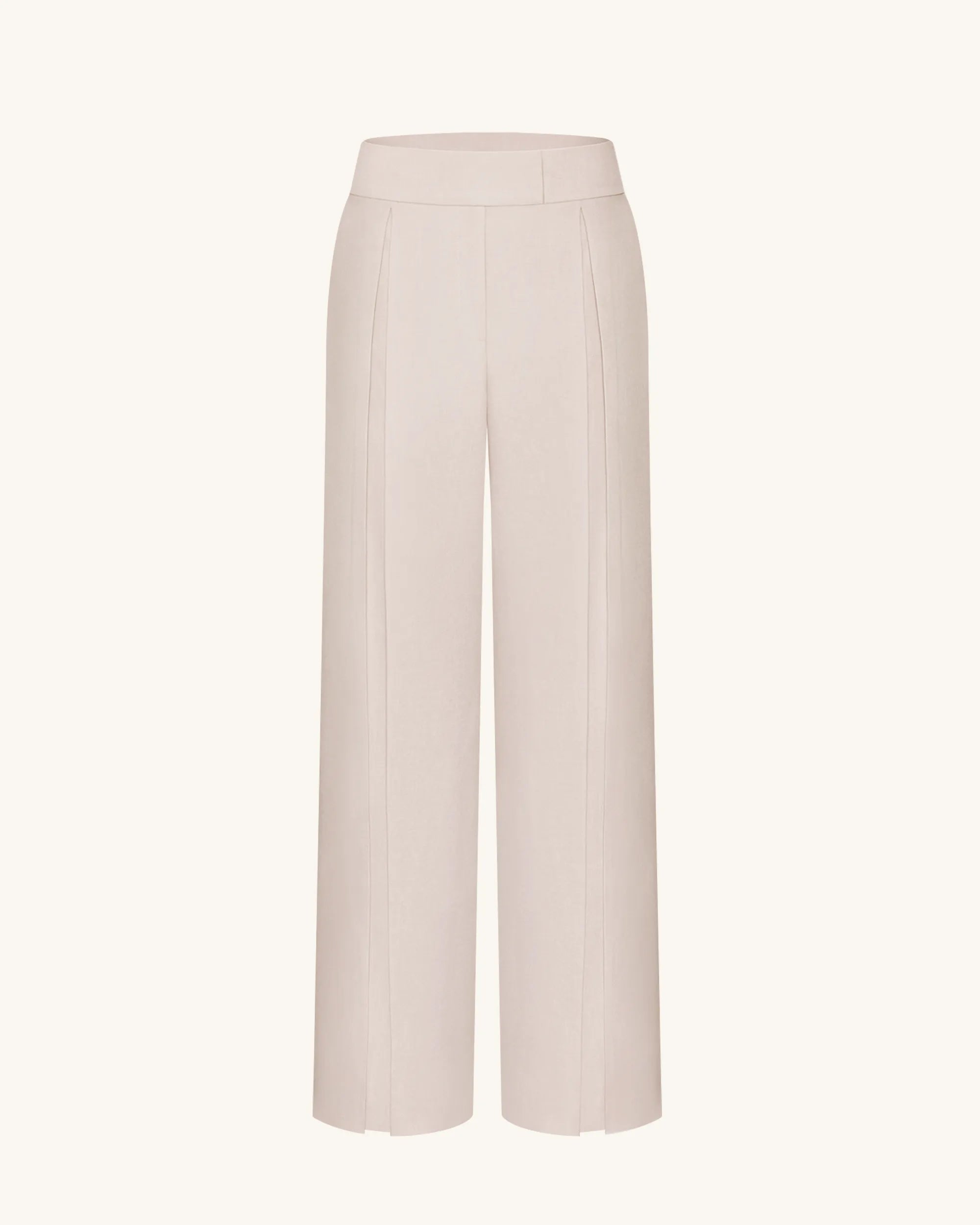 JW PEI Beige Women Pleated Wide-Leg Trousers SKU: LPA105-8_Beige Image 05