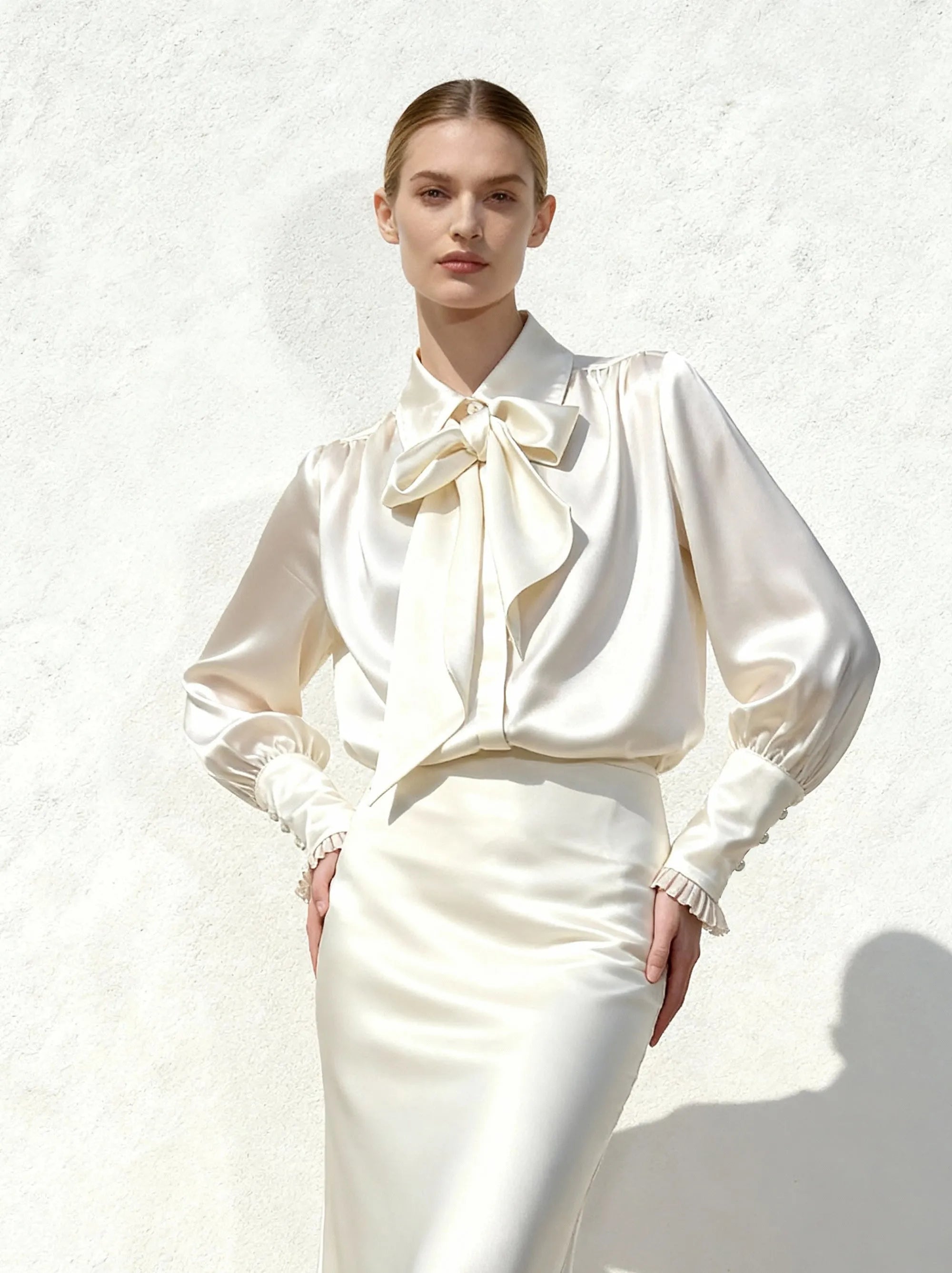 JW PEI_White_Ribbon Tie Balloon Sleeve Blouse_LSH104-2_White_01