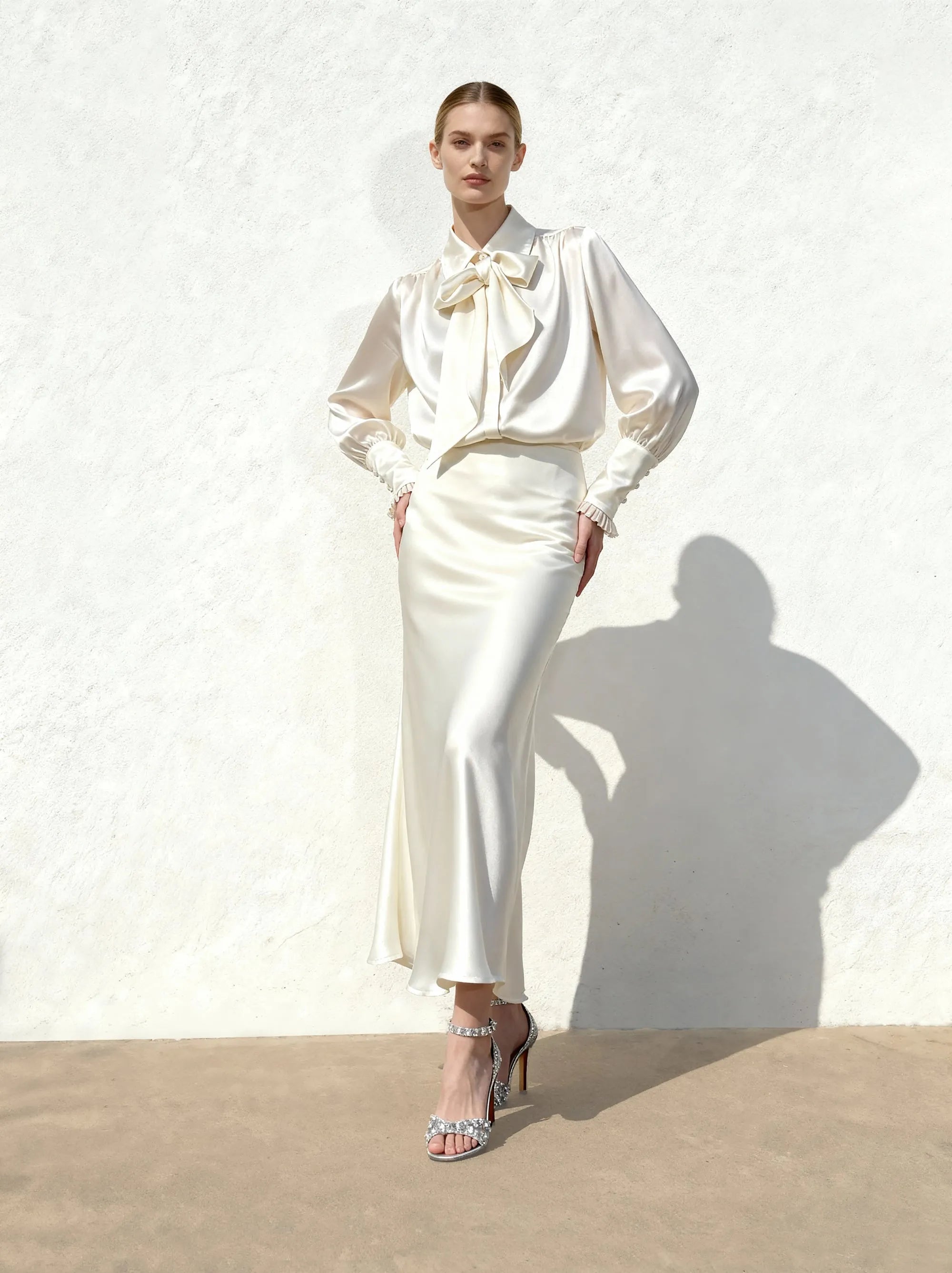 JW PEI_White_Ribbon Tie Balloon Sleeve Blouse_LSH104-2_White_02