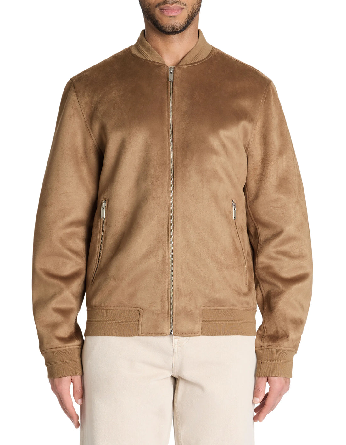Celio_Taupe_Bomber Collar Jacket_LUBOMBSUED_TAUPE_01