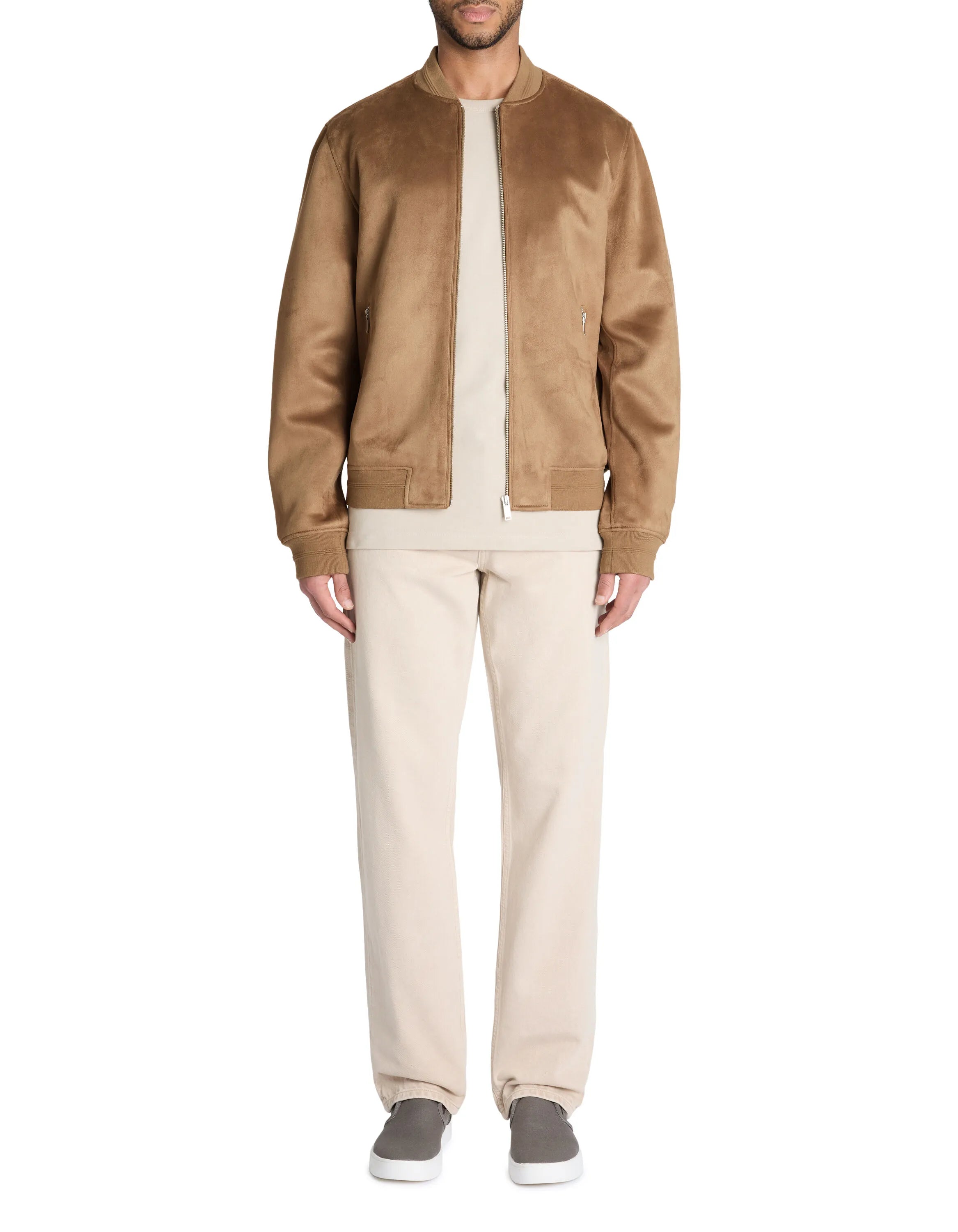 Celio_Taupe_Bomber Collar Jacket_LUBOMBSUED_TAUPE_02
