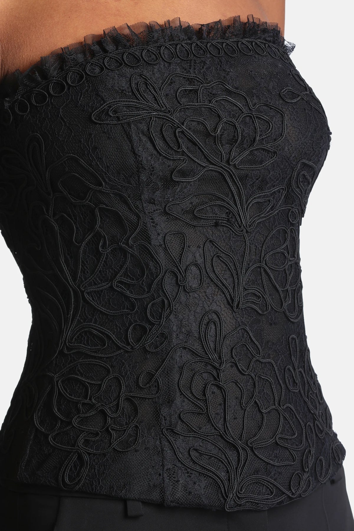 Luisa Spagnoli Nero Women Lunetta Elegant Embroidered Bustier SKU: LUNETTA_0101 Image 04