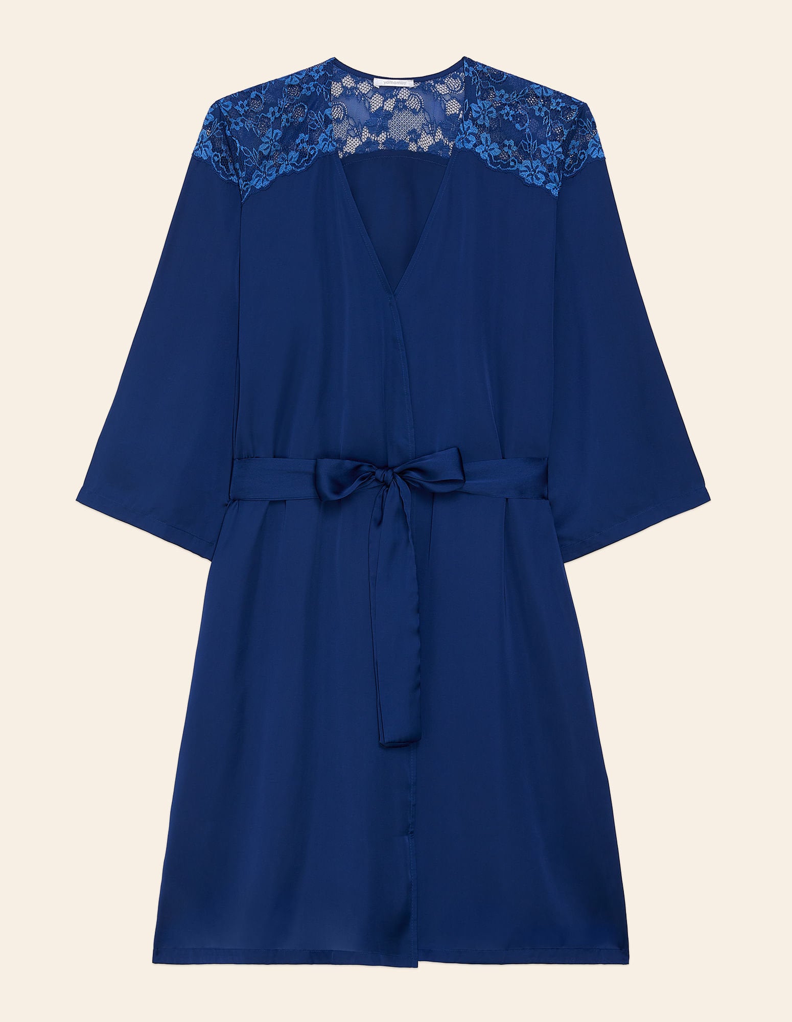 Yamamay_Satin Dressing Gown and Dark Blue Lace with Belt_LVED181001_215_04