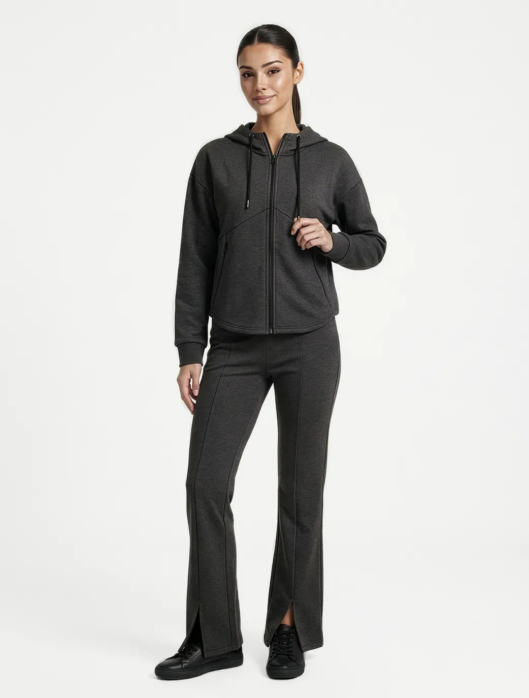 Marie France Dark Grey Melange Women Gentle Pant SKU: LWGENTLEPANT_DARK GREY Melange Image 01