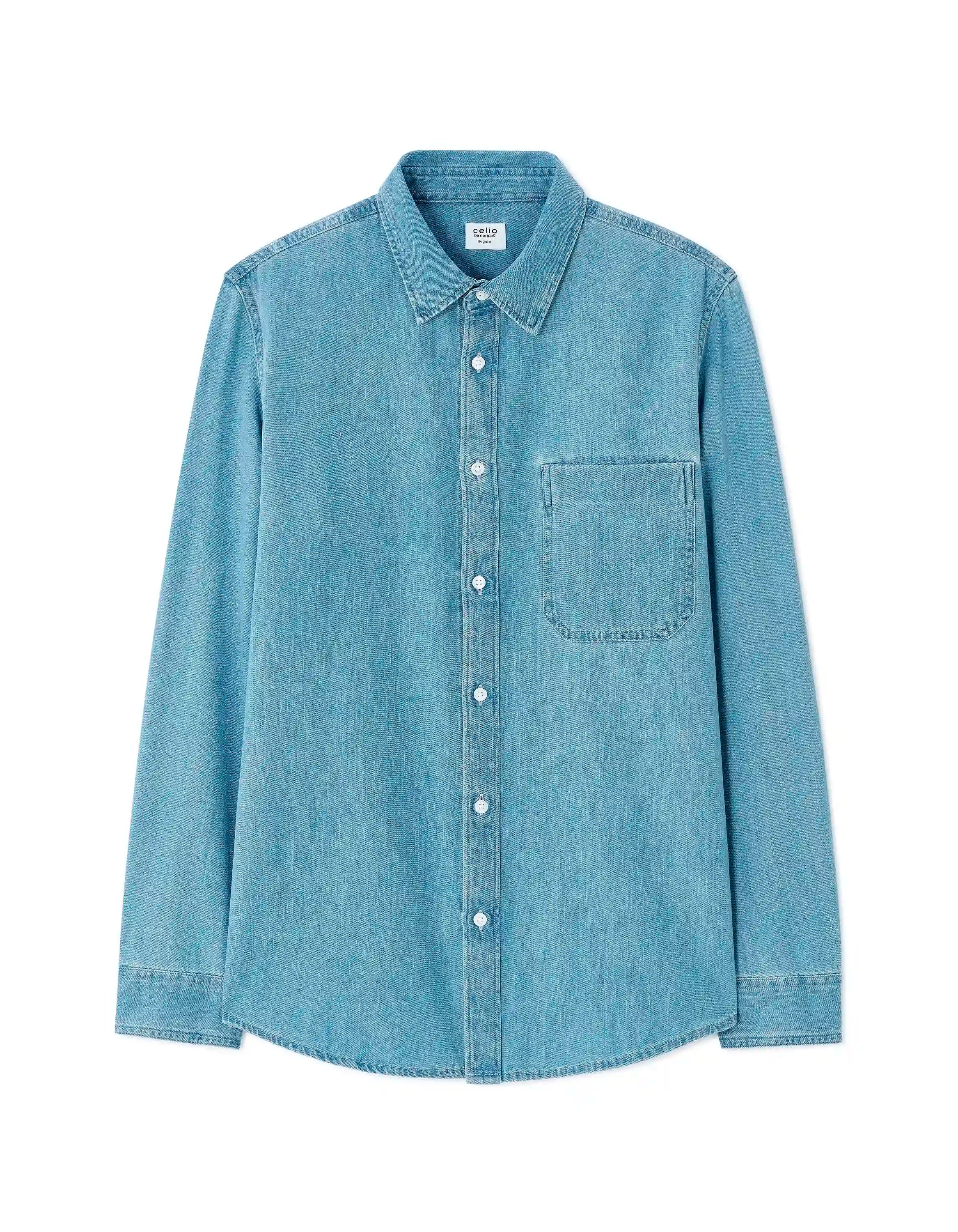 Celio_Double Stone_Regular Fit 100% Cotton Denim Shirt_MAJEANS_DOUBLE STONE_07