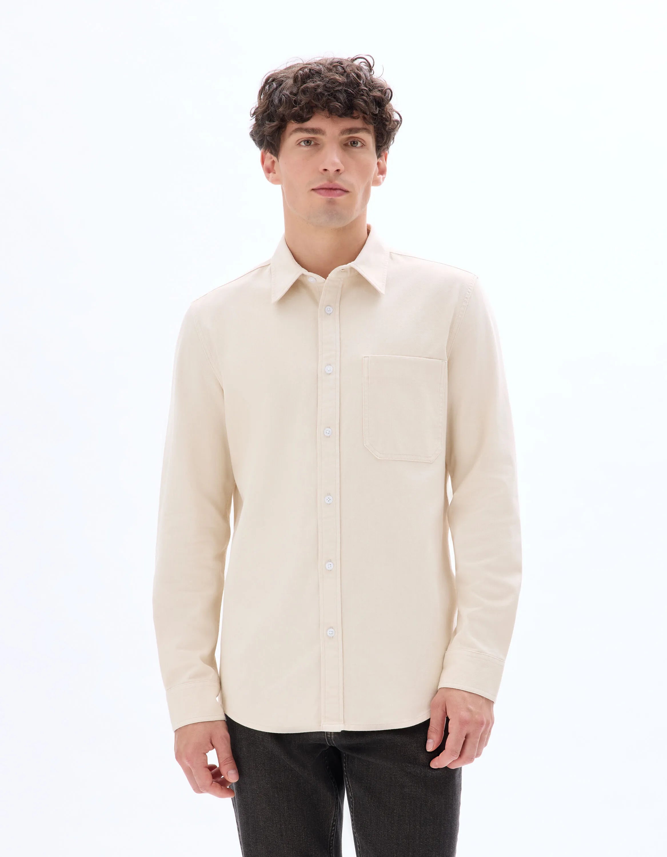 Celio_Ecru_Regular-Fit 100% Cotton Denim Shirt_MAJEANS_ECRU_02