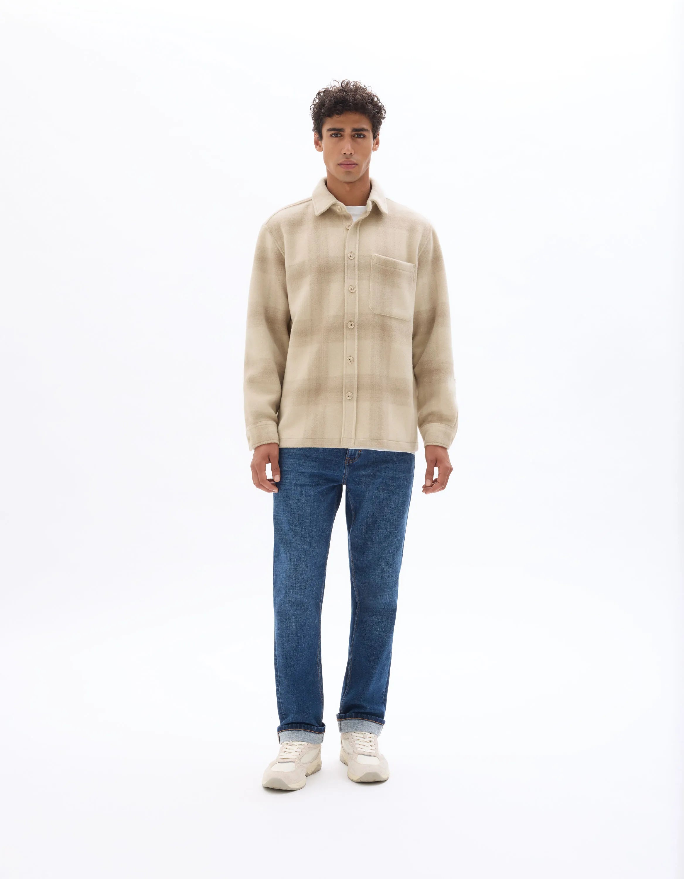 Celio_Beige_Checked Overshirt - Beige_MALOS_BEIGE CLAIR_02