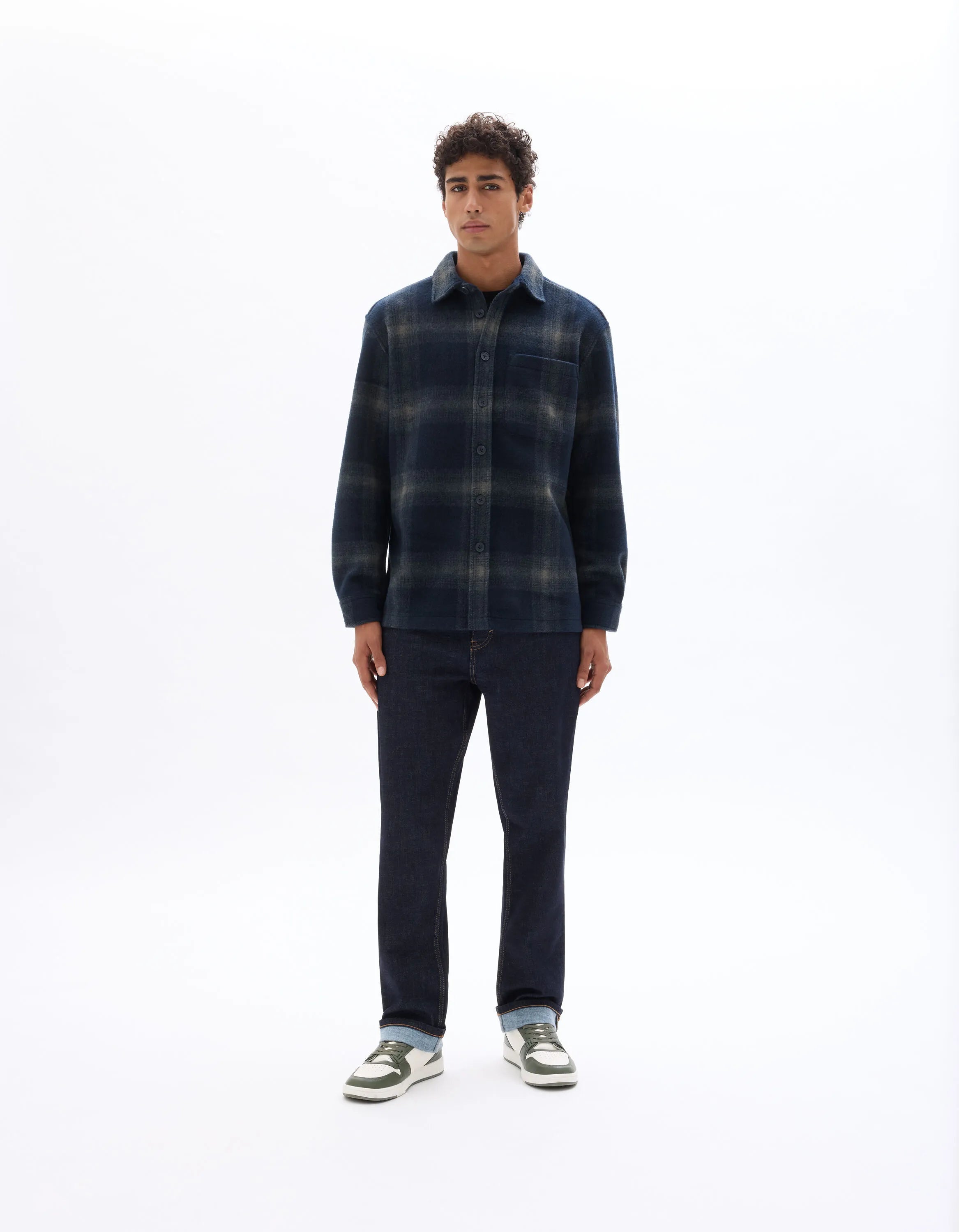 Celio_Blue_Checked Overshirt - Navy_MALOS_NAVY_02