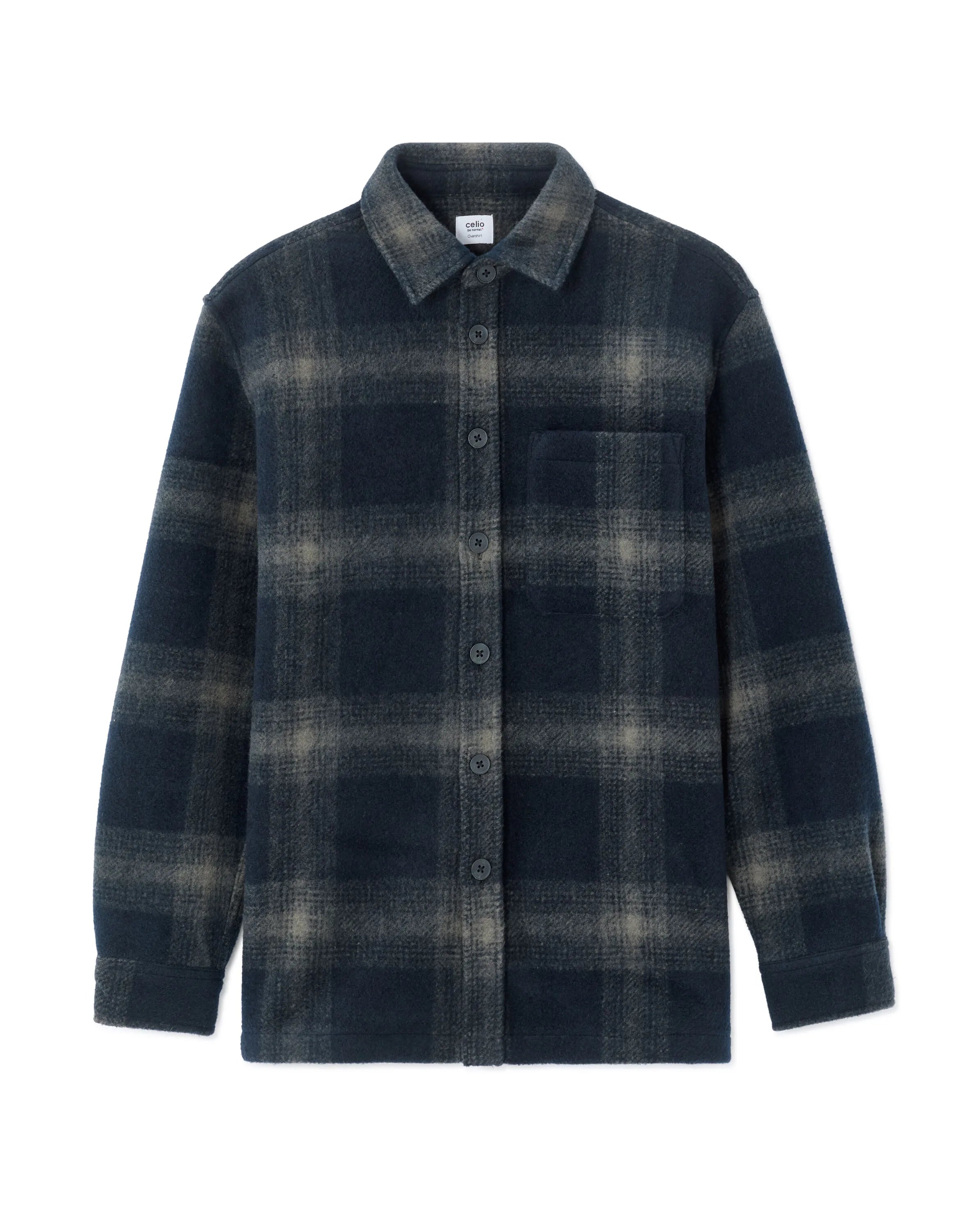 Celio_Blue_Checked Overshirt - Navy_MALOS_NAVY_05